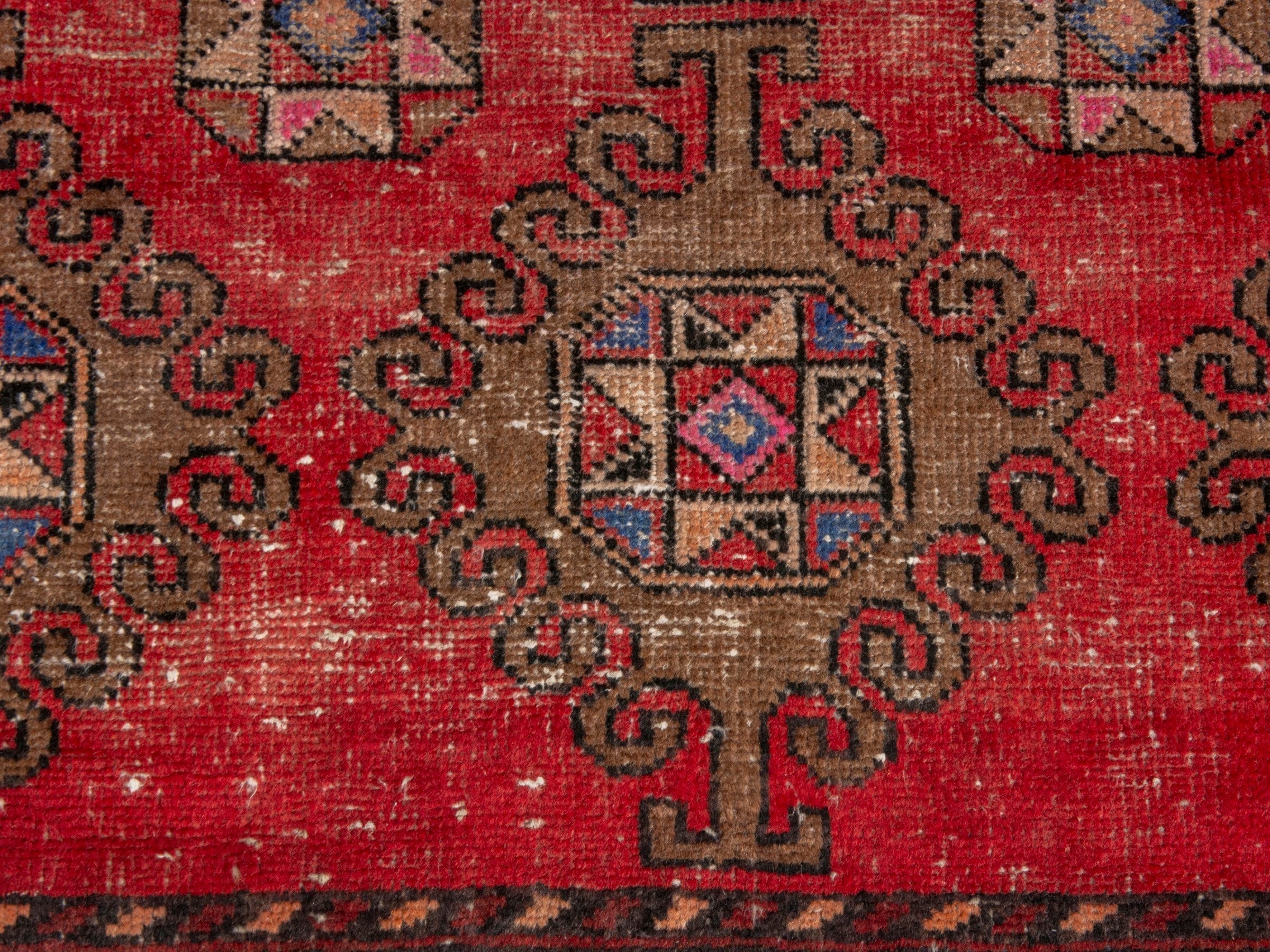 Persian Ferdos area rug in deep red and dark brown, view 11 of 18