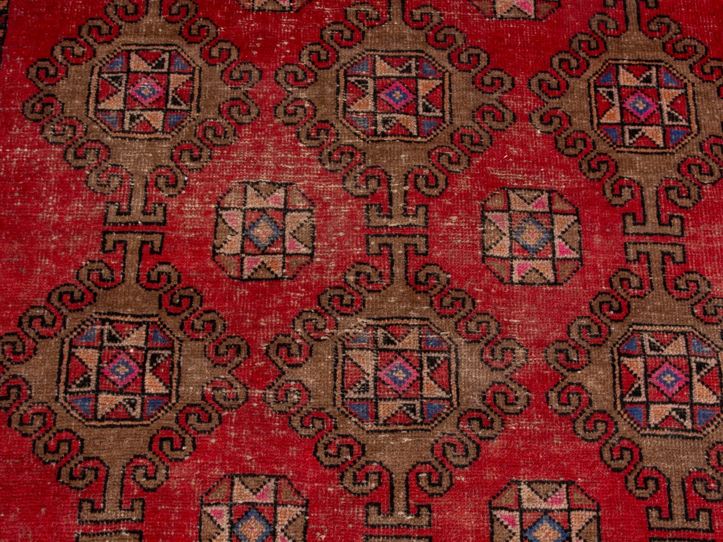 Persian Ferdos area rug in deep red and dark brown, view 12 of 18