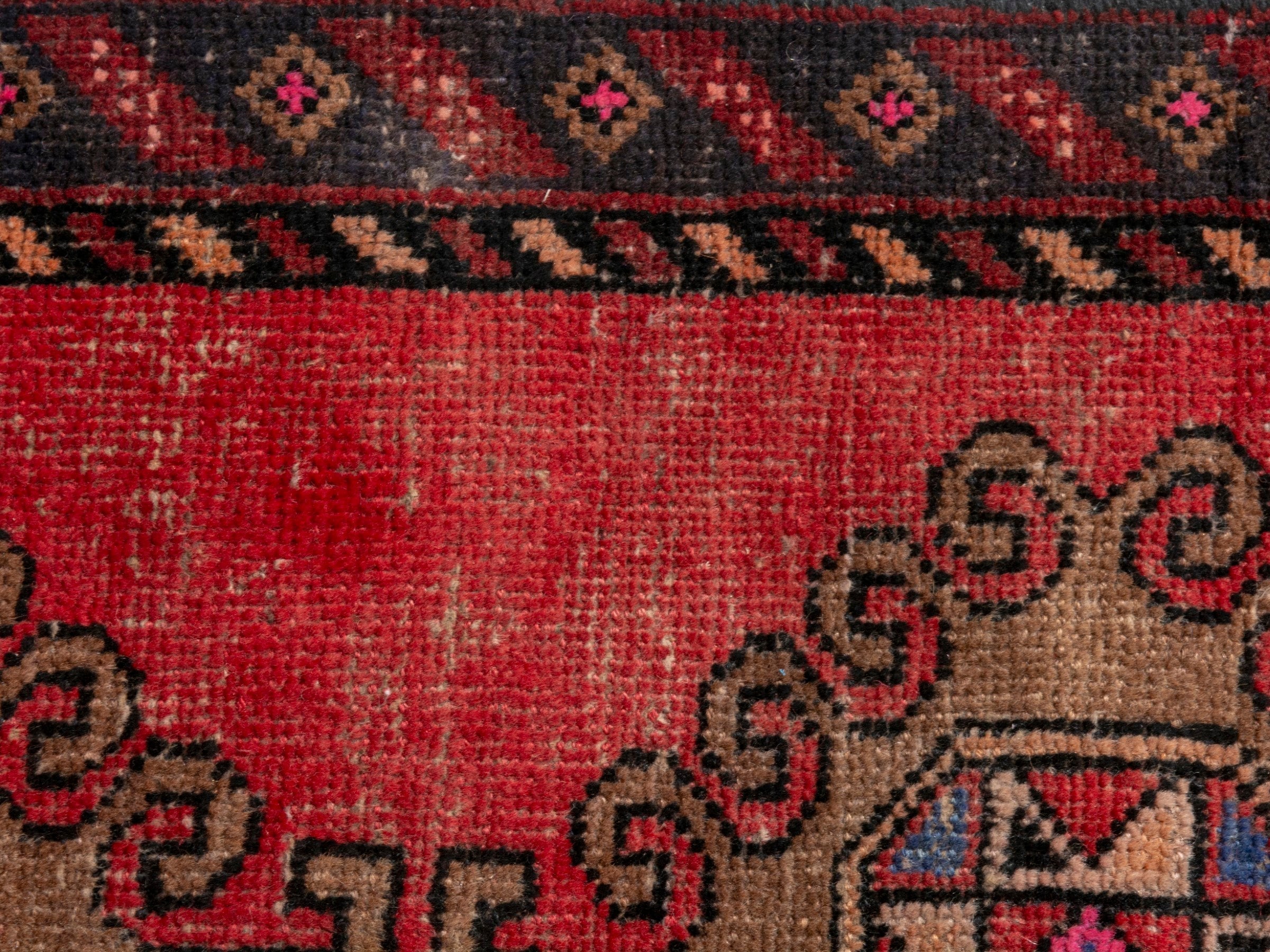 Persian Ferdos area rug in deep red and dark brown, view 13 of 18