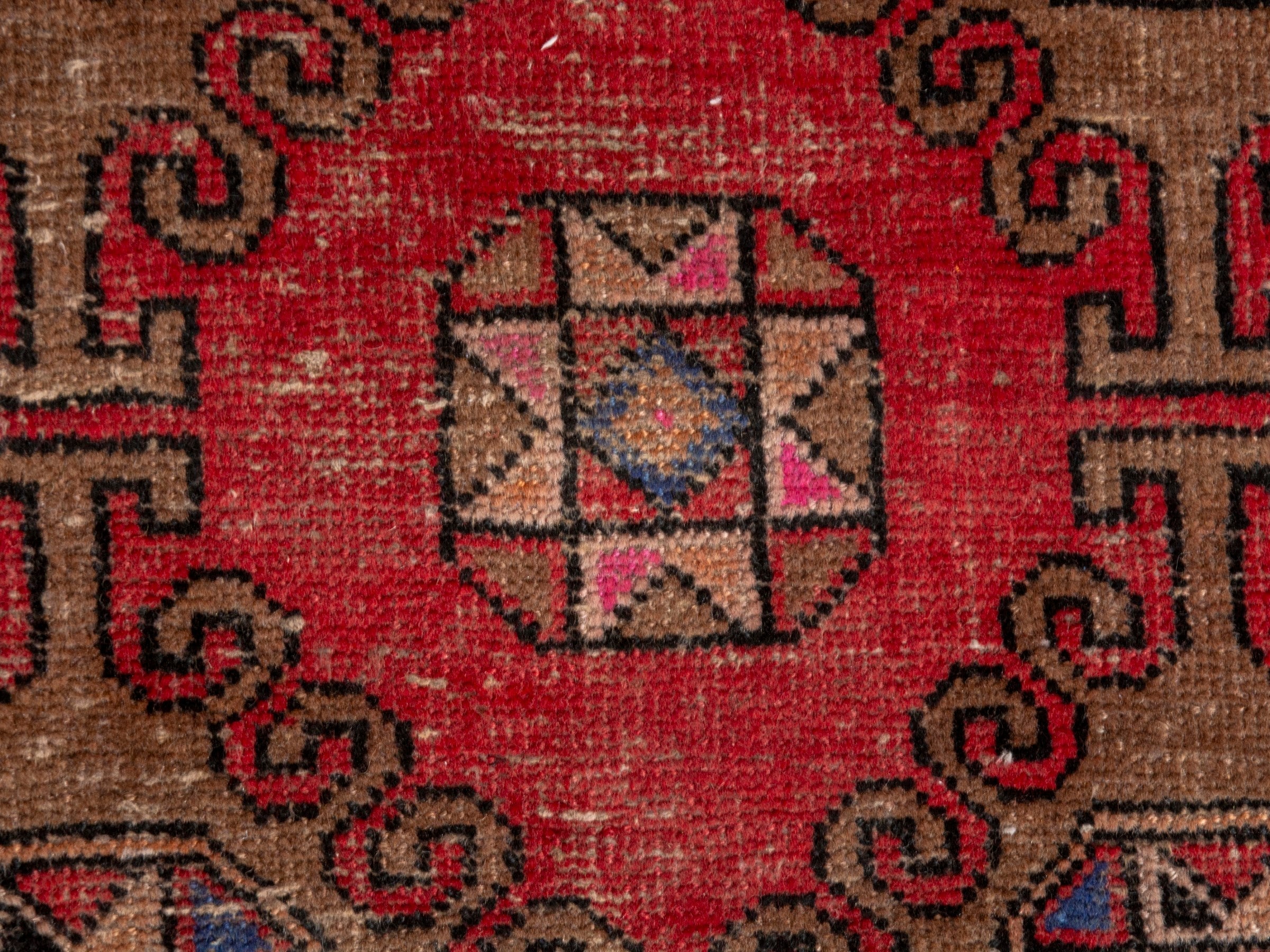 Persian Ferdos area rug in deep red and dark brown, view 14 of 18