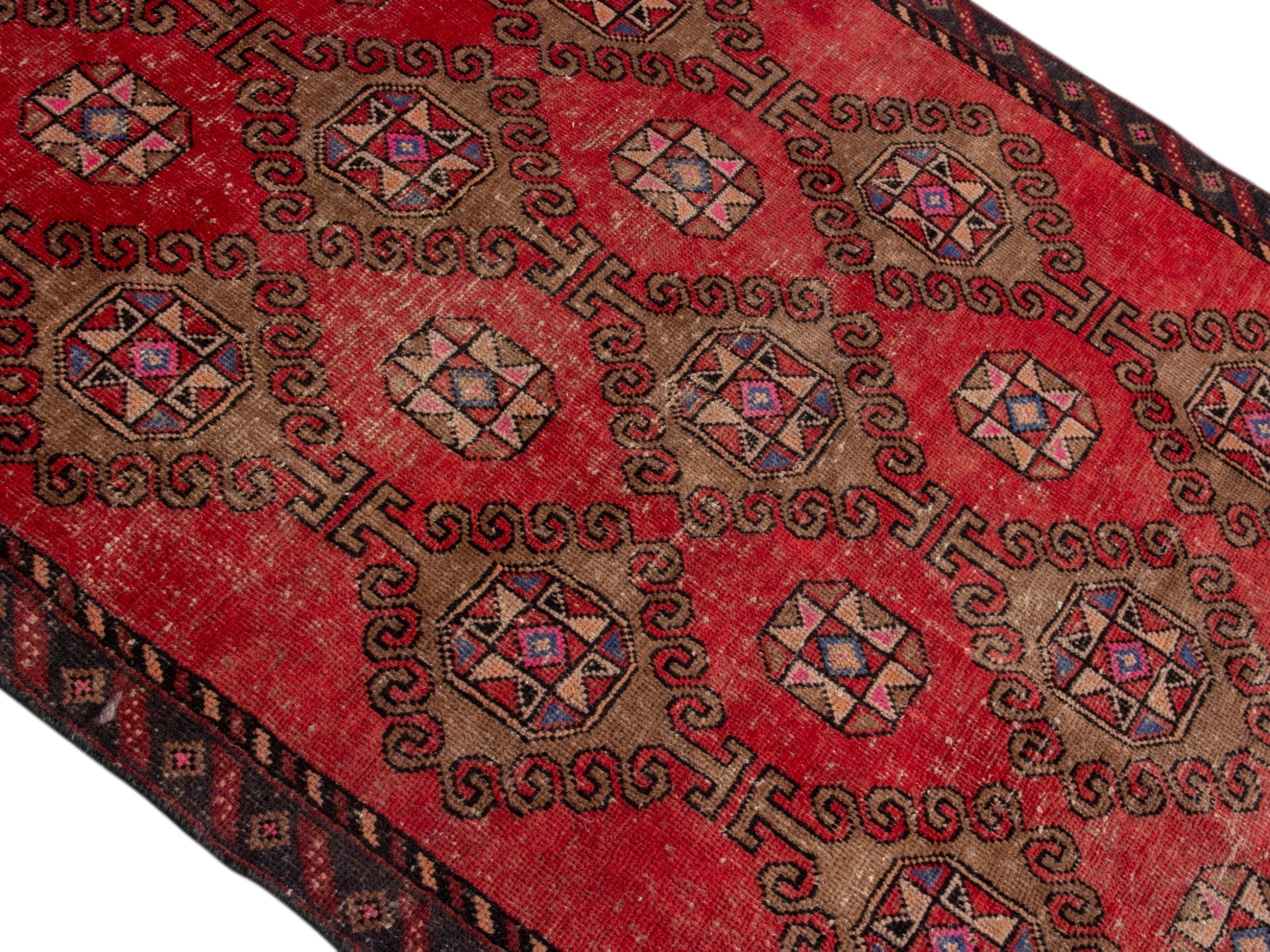 Persian Ferdos area rug in deep red and dark brown, view 4 of 18