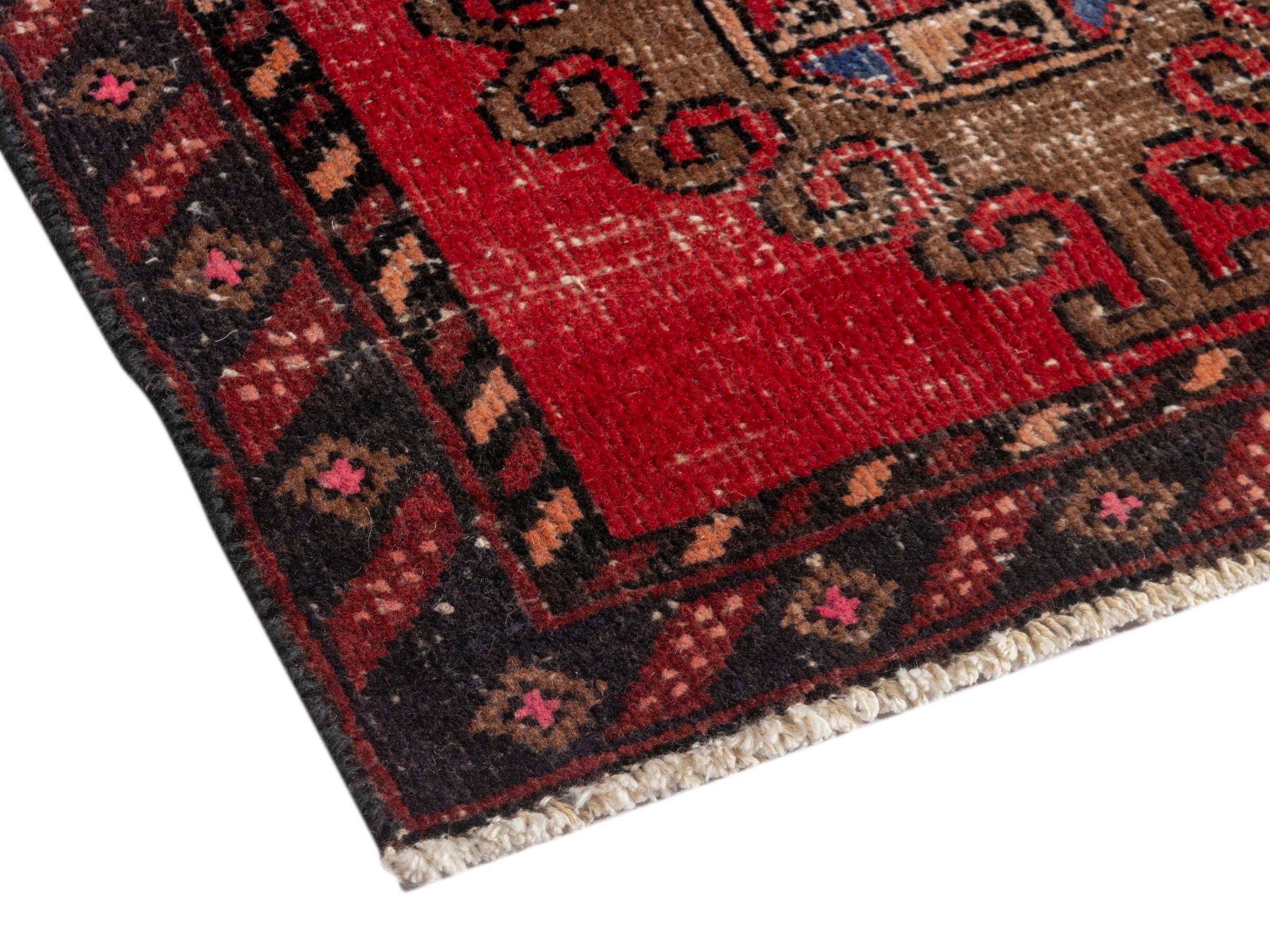 Persian Ferdos area rug in deep red and dark brown, view 5 of 18