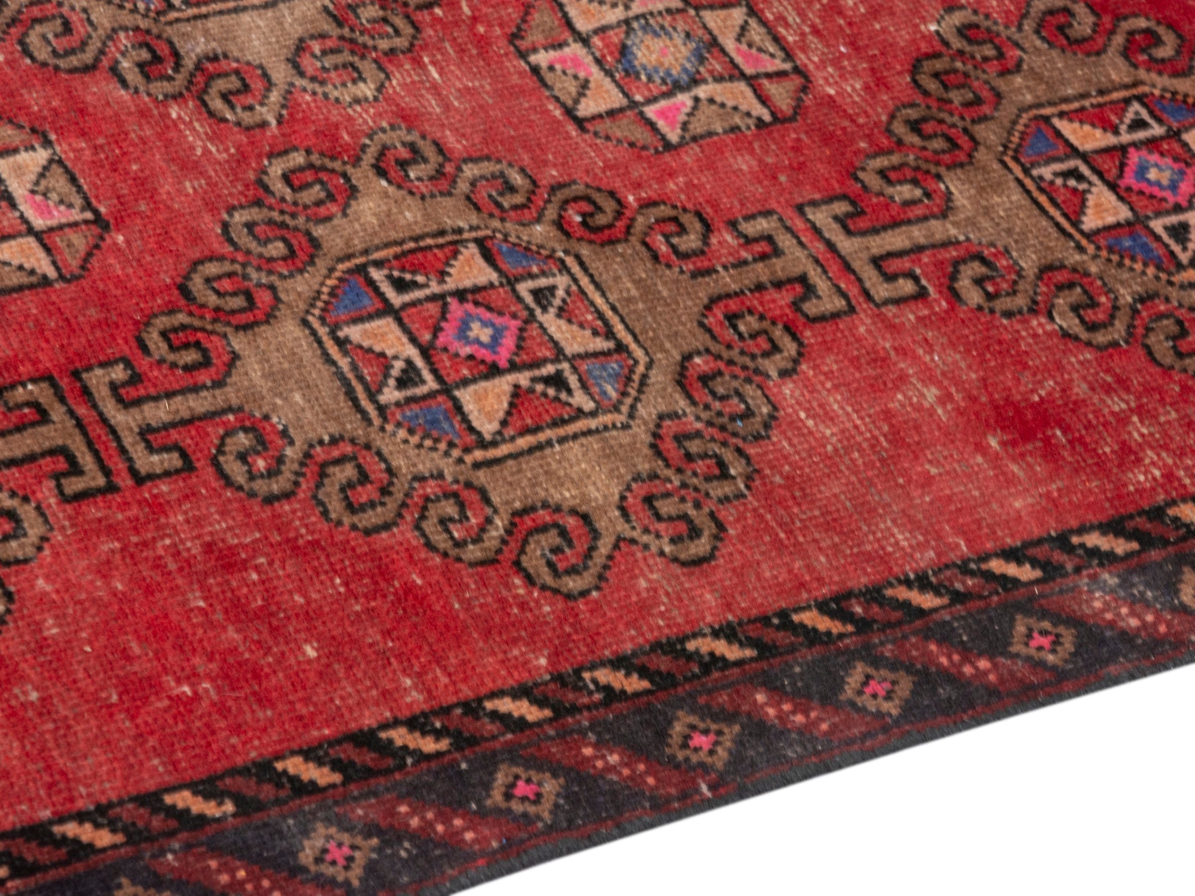 Persian Ferdos area rug in deep red and dark brown, view 6 of 18