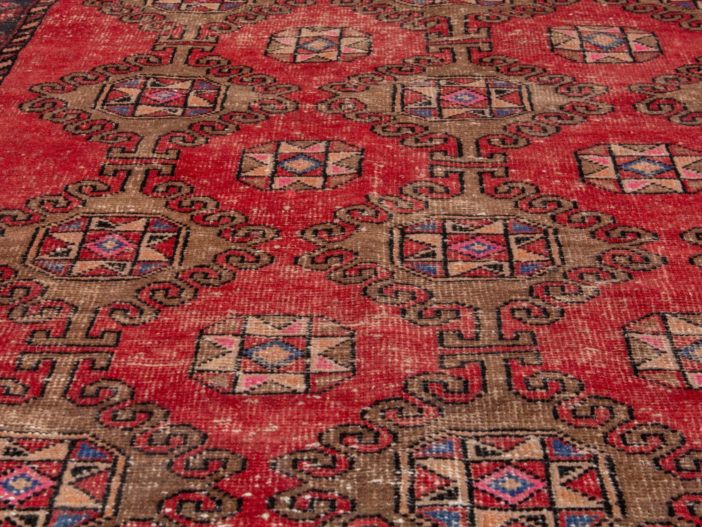 Persian Ferdos area rug in deep red and dark brown, view 7 of 18