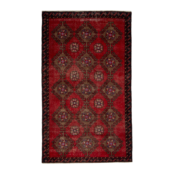 Persian Ferdos area rug in deep red and dark brown, 4' x 6'8"