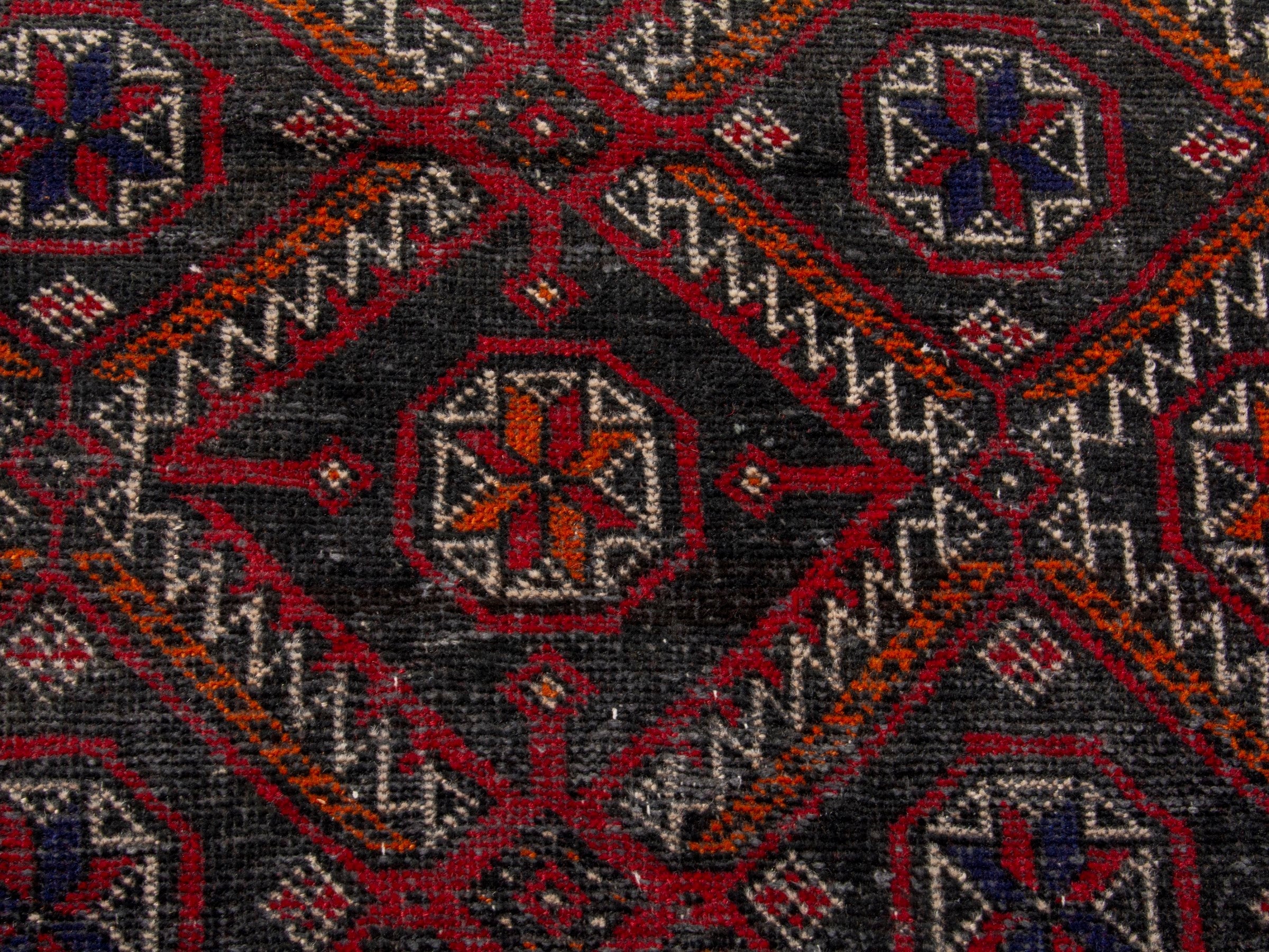 Persian Baluch accent rug in deep red and burgundy, view 12 of 17