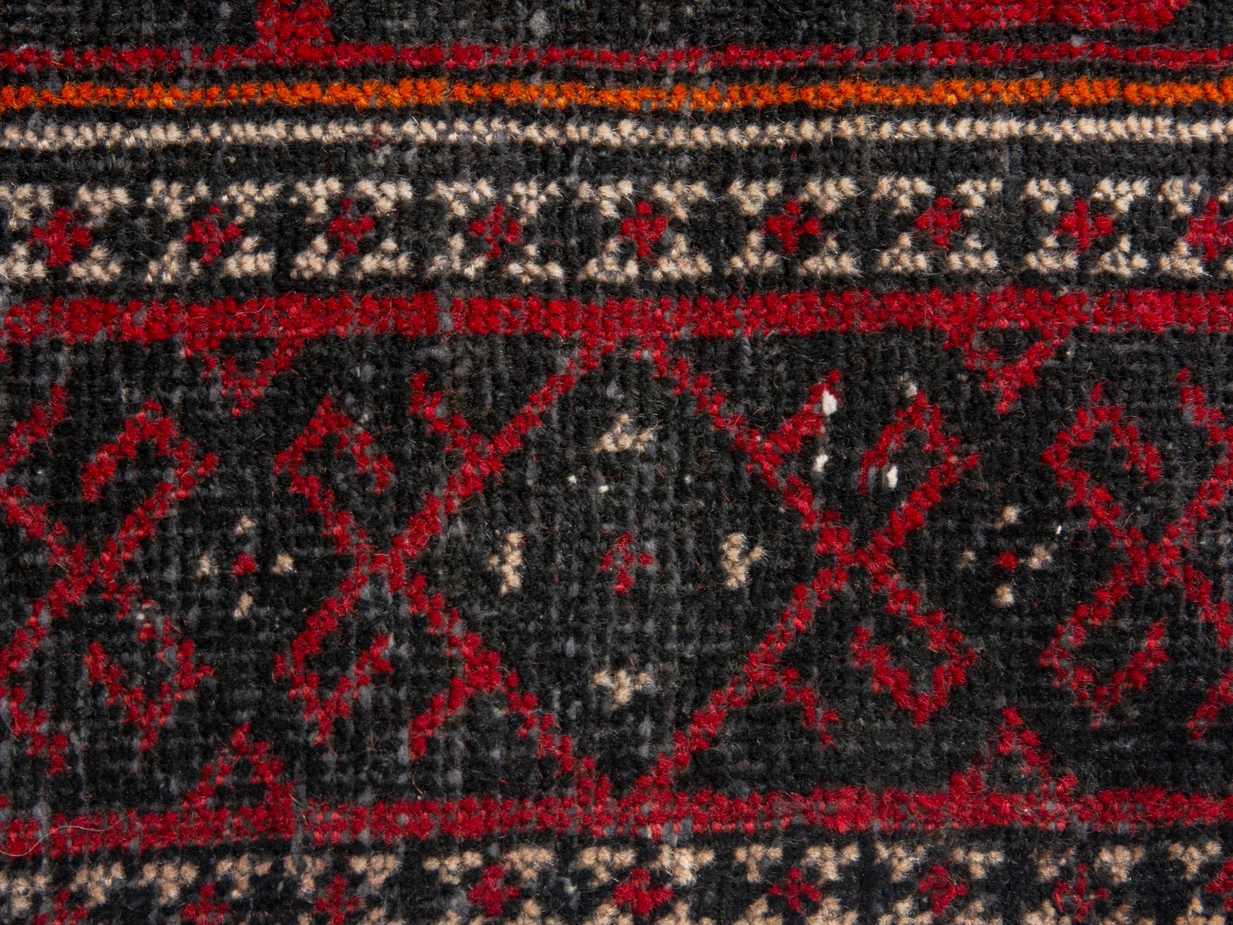 Persian Baluch accent rug in deep red and burgundy, view 13 of 17