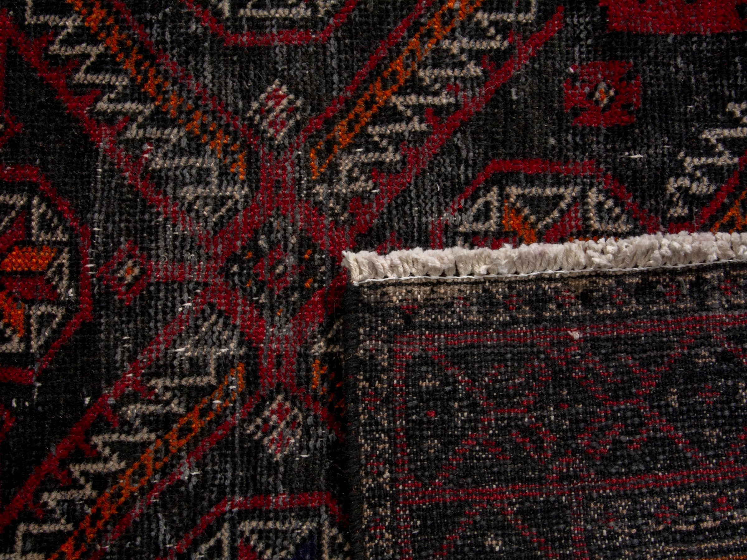 Persian Baluch accent rug in deep red and burgundy, view 17 of 17