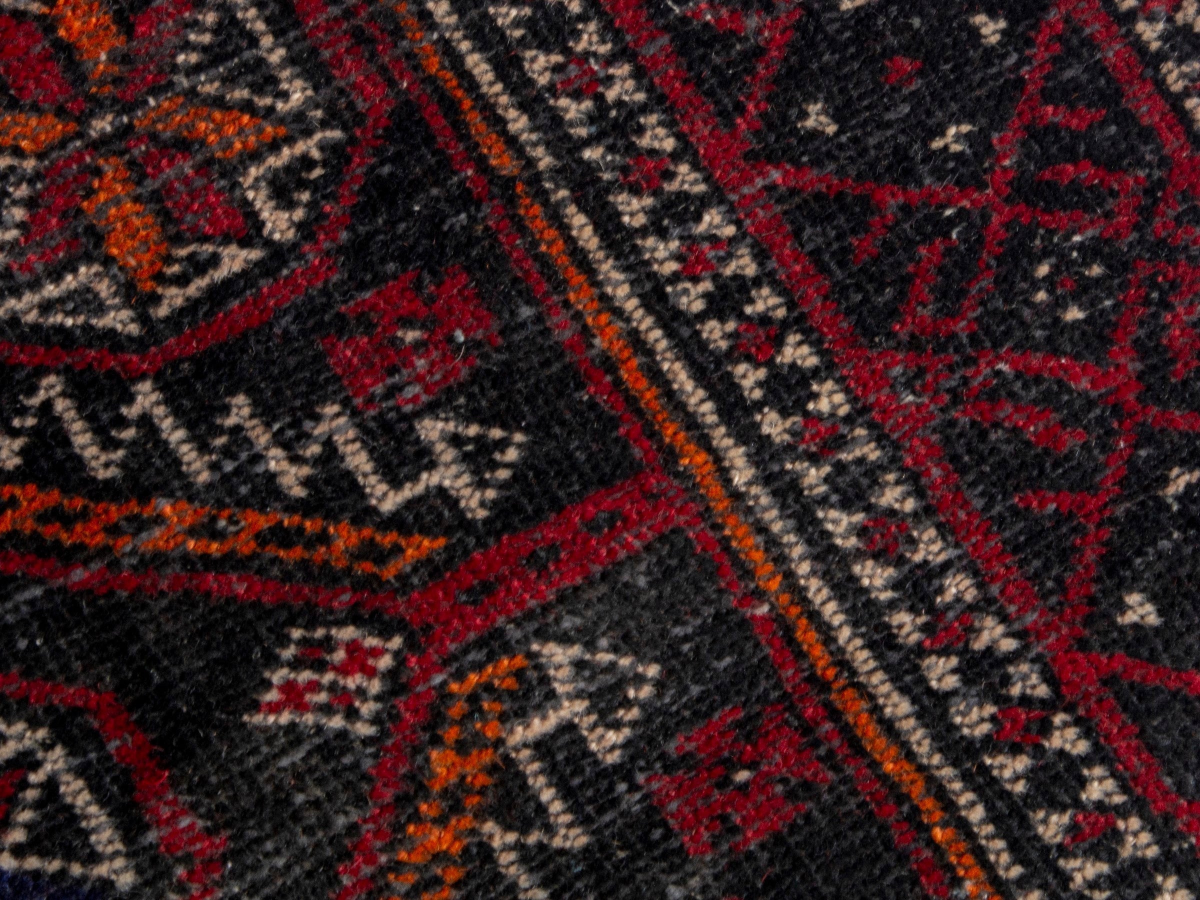 Persian Baluch accent rug in deep red and burgundy, view 9 of 17