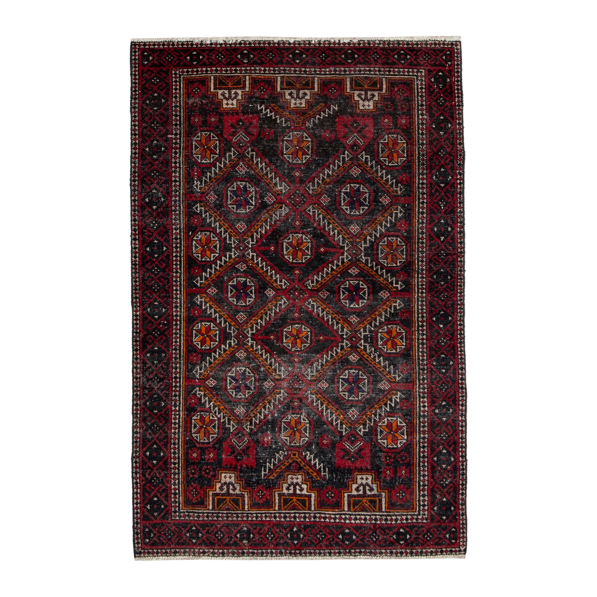 Persian Baluch accent rug in deep red and burgundy, 3'3" x 5'1"