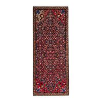 Persian Hamadan runner rug in deep red and dark brown, 2'3" x 5'7"