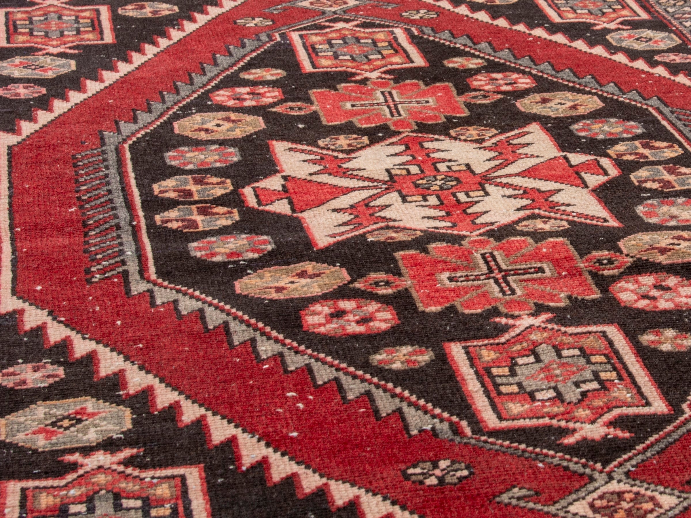 Persian Saveh accent rug in deep red and black cherry, view 8 of 17
