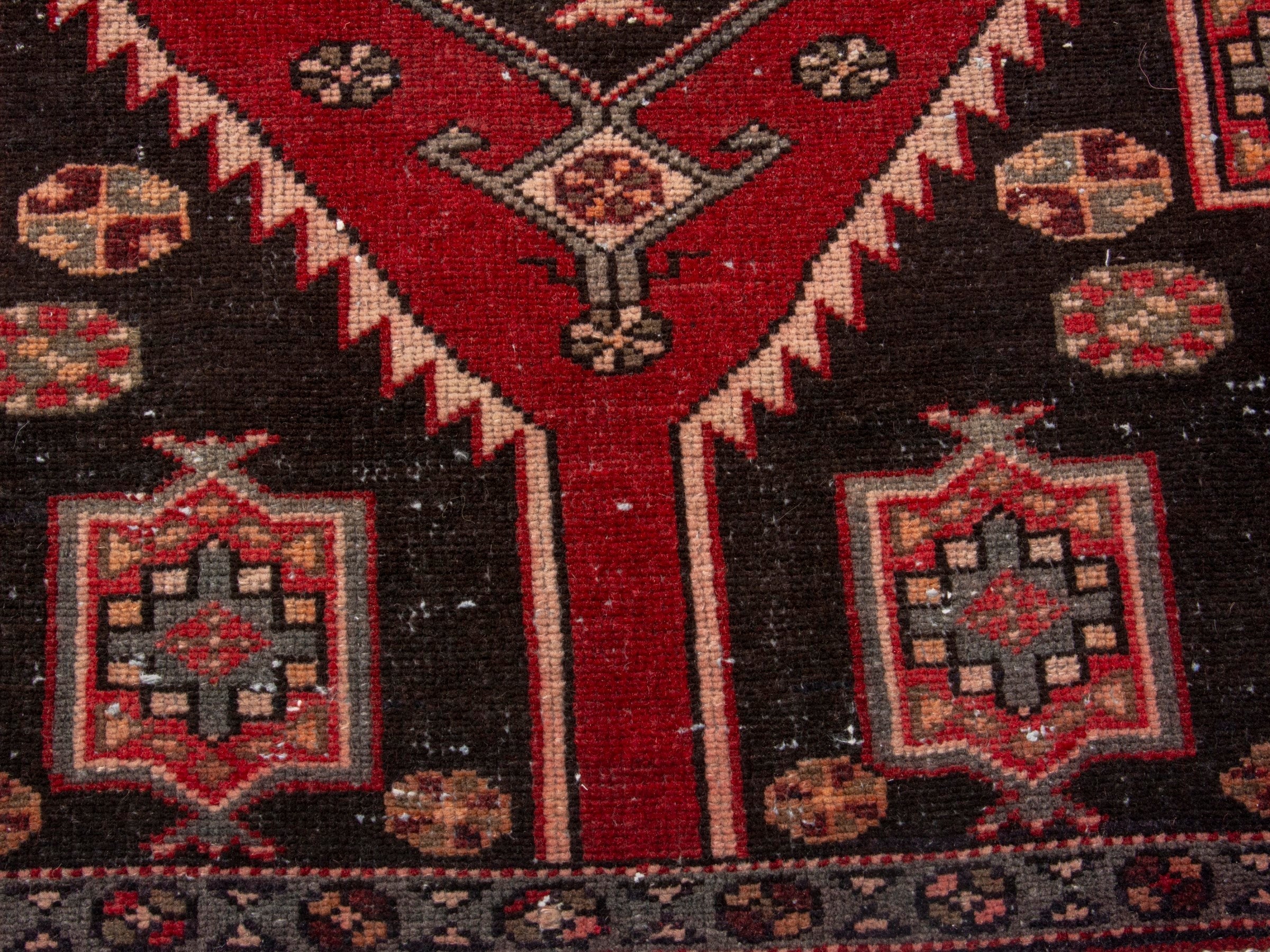 Persian Saveh accent rug in deep red and black cherry, view 11 of 17