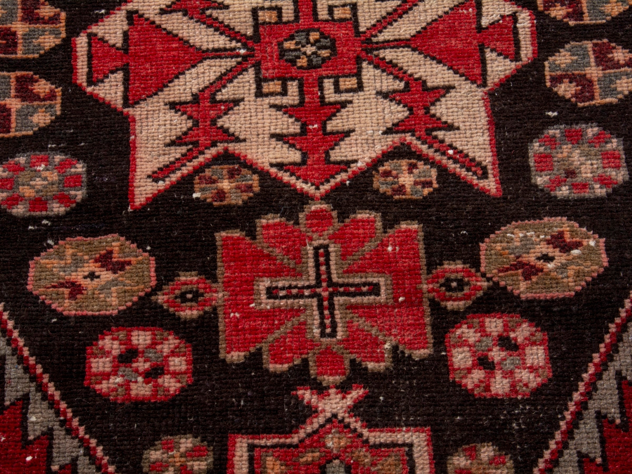 Persian Saveh accent rug in deep red and black cherry, view 12 of 17