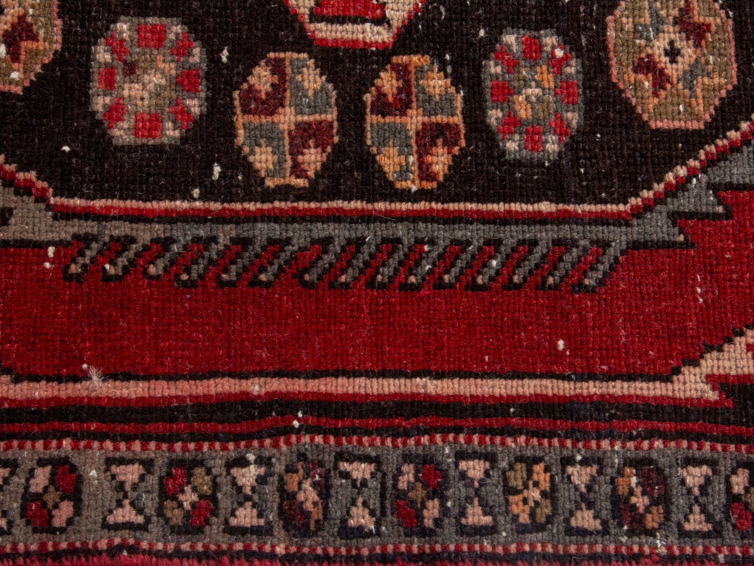 Persian Saveh accent rug in deep red and black cherry, view 13 of 17