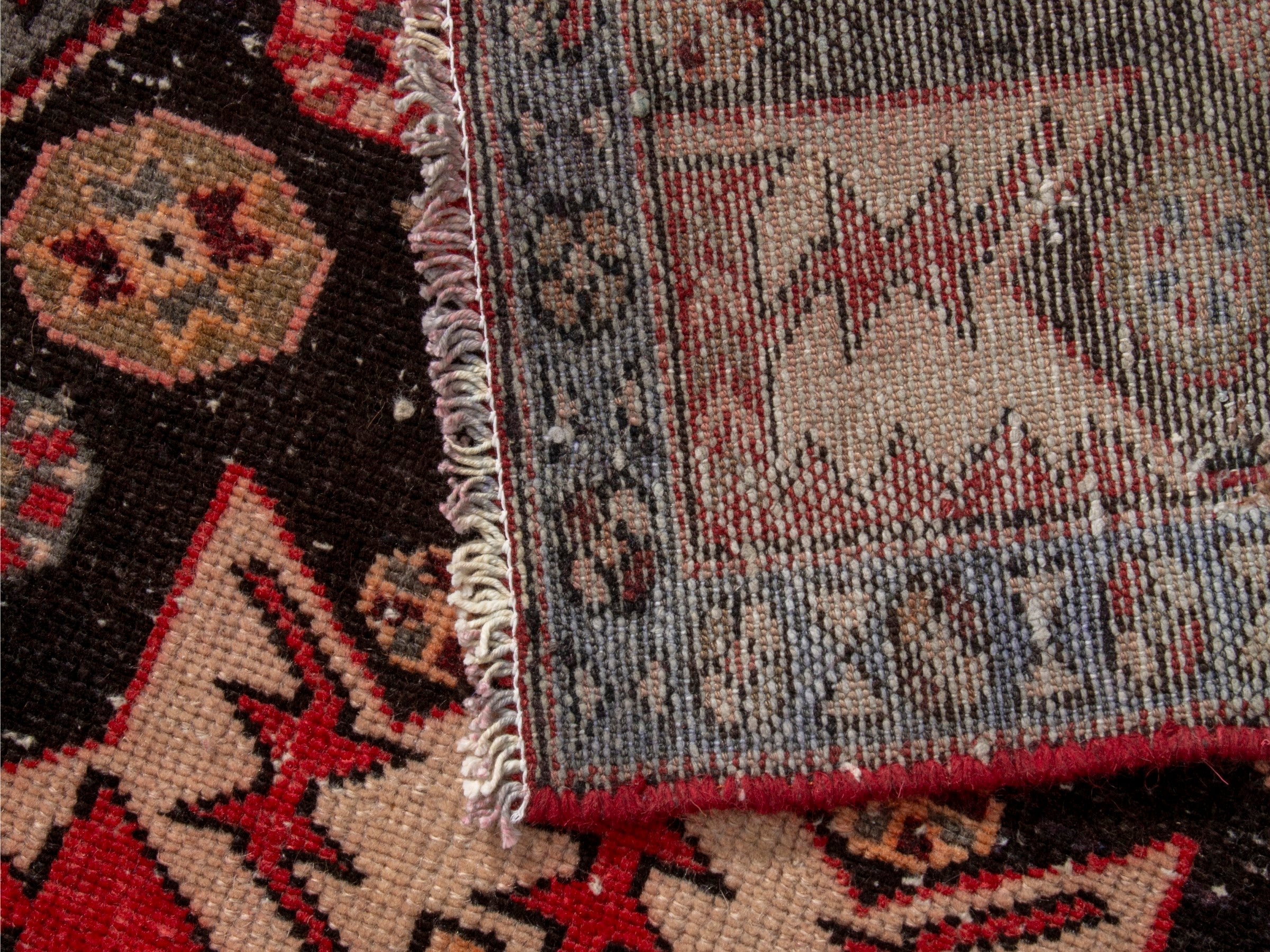 Persian Saveh accent rug in deep red and black cherry, view 17 of 17