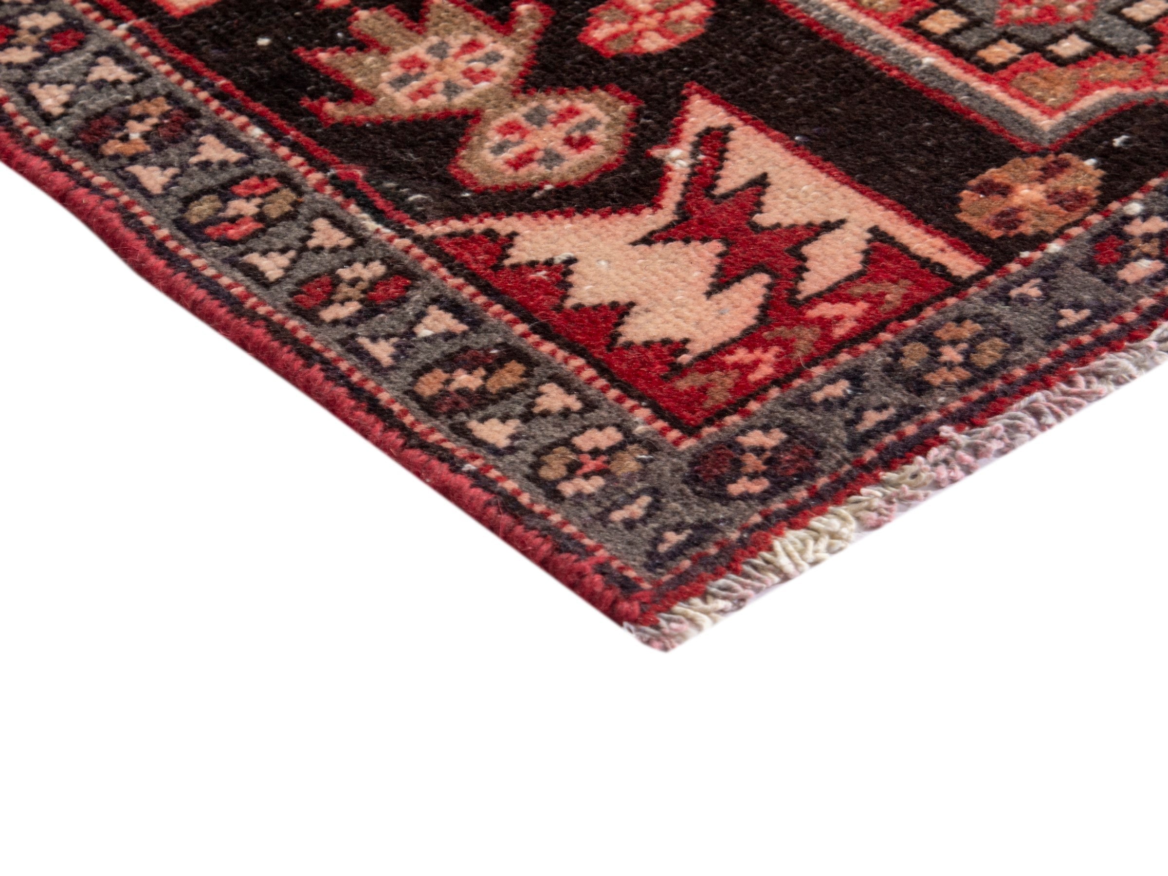 Persian Saveh accent rug in deep red and black cherry, view 5 of 17