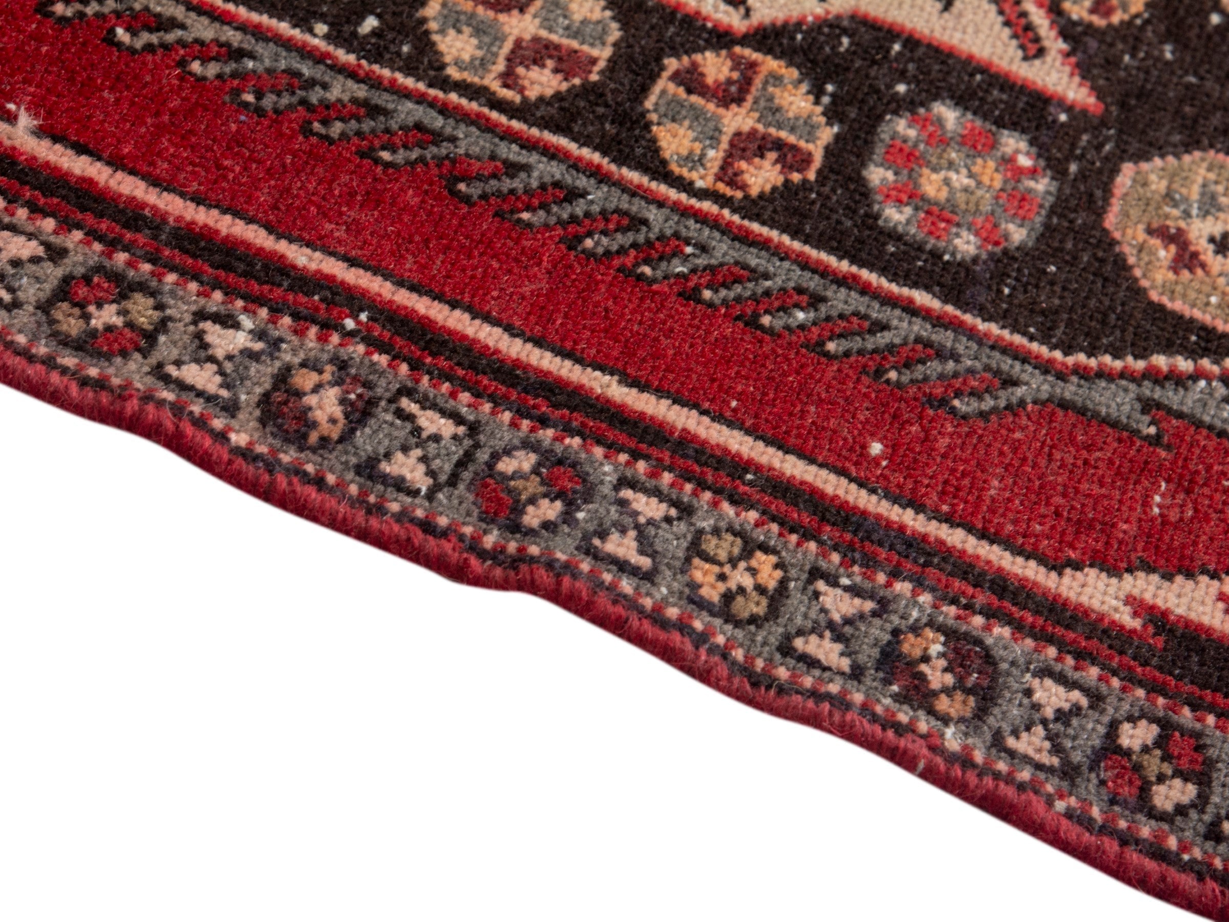 Persian Saveh accent rug in deep red and black cherry, view 6 of 17