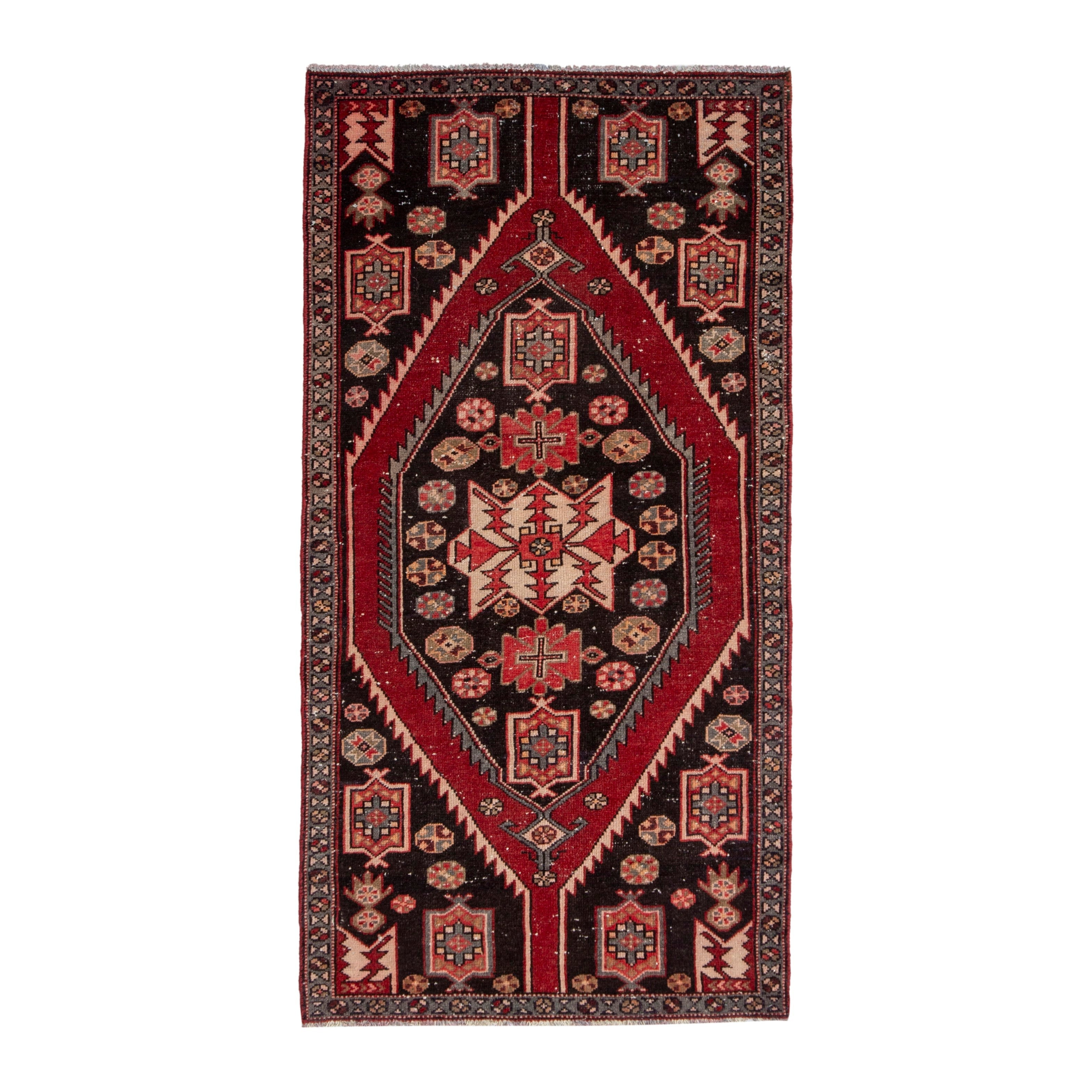 Persian Saveh accent rug in deep red and black cherry, 3'2" x 5'11"