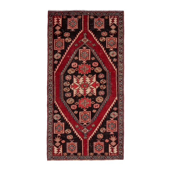 Persian Saveh accent rug in deep red and black cherry, 3'2" x 5'11"