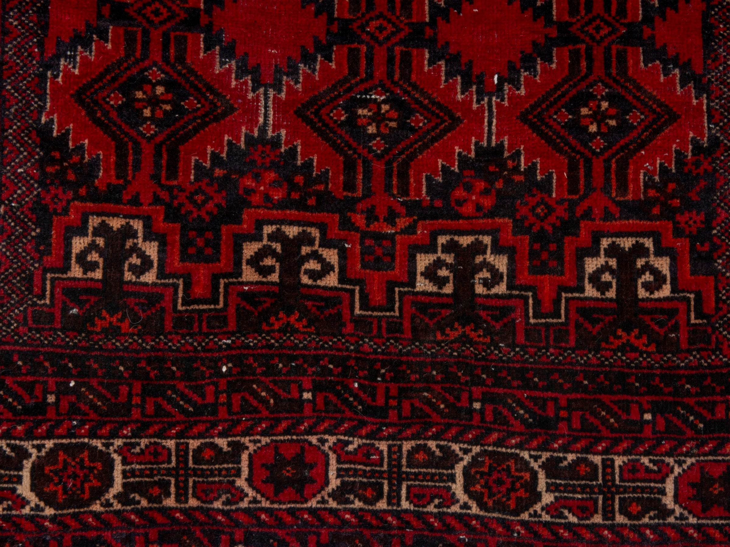 Persian Baluch accent rug in burgundy and deep red, view 8 of 16