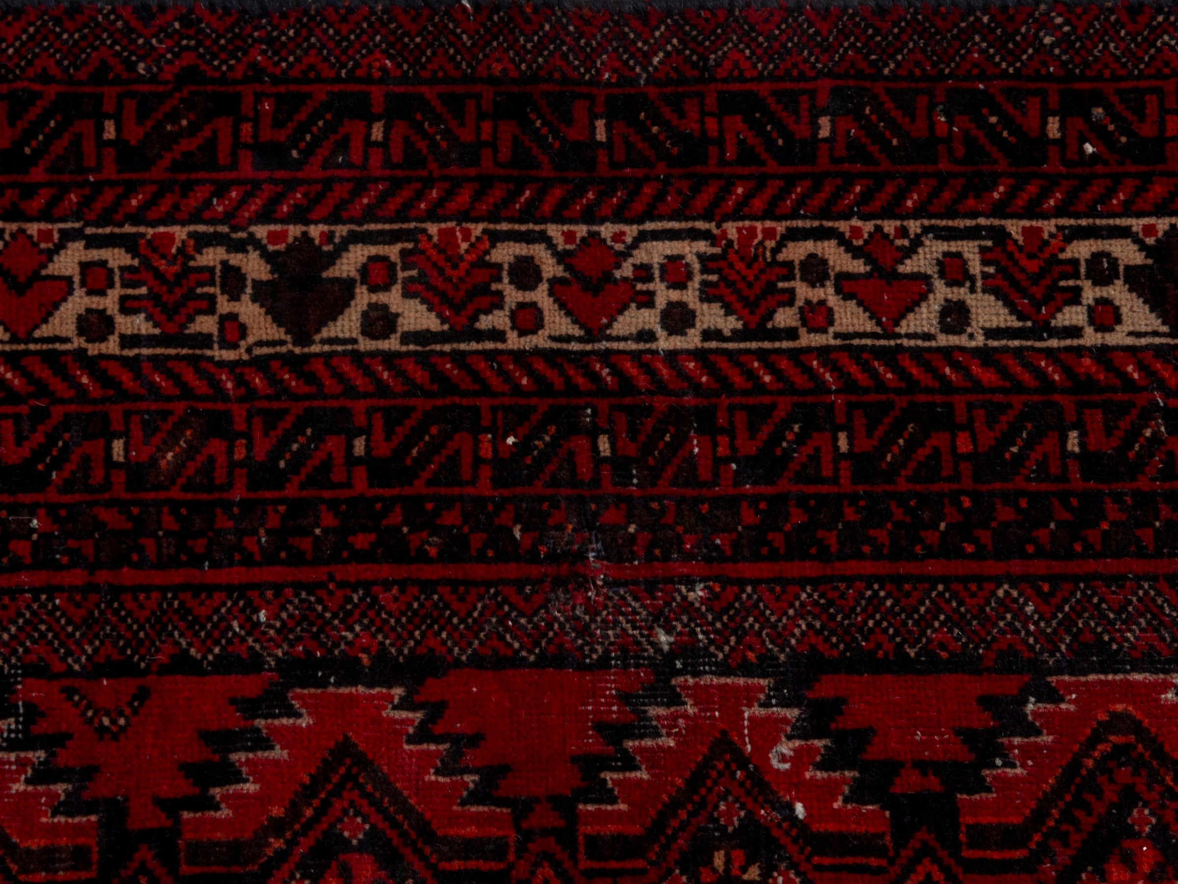 Persian Baluch accent rug in burgundy and deep red, view 12 of 16