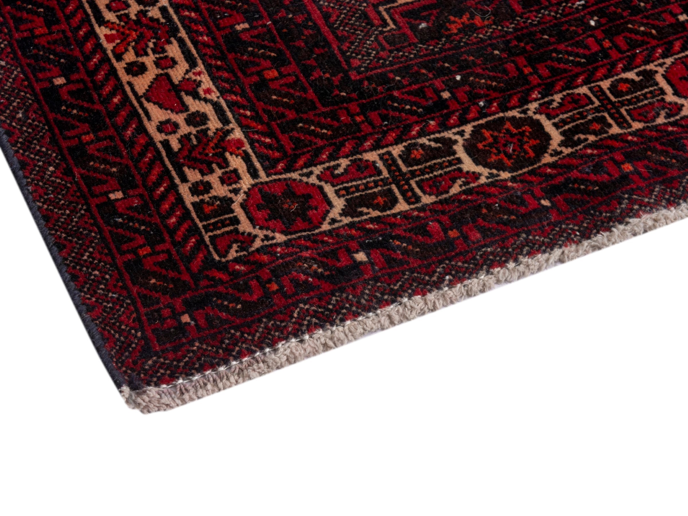 Persian Baluch accent rug in burgundy and deep red, view 5 of 16