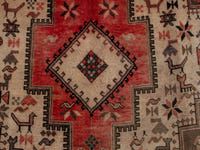 Persian Sirjan accent rug in cream and faded red, view 13 of 20