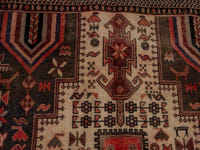 Persian Sirjan accent rug in cream and faded red, view 14 of 20