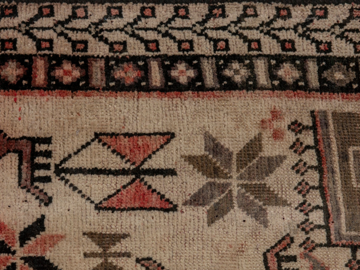 Persian Sirjan accent rug in cream and faded red, view 15 of 20