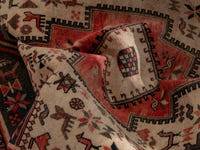 Persian Sirjan accent rug in cream and faded red, view 16 of 20