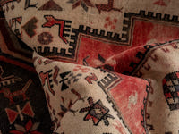 Persian Sirjan accent rug in cream and faded red, view 18 of 20