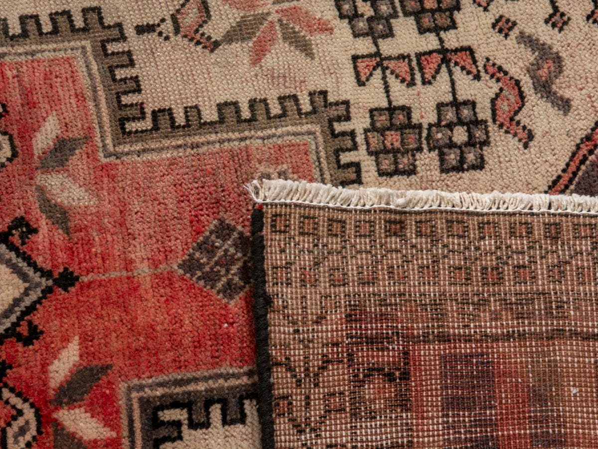 Persian Sirjan accent rug in cream and faded red, view 20 of 20