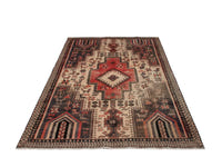 Persian Sirjan accent rug in cream and faded red, view 3 of 20