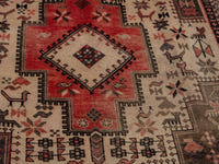 Persian Sirjan accent rug in cream and faded red, view 8 of 20