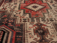 Persian Sirjan accent rug in cream and faded red, view 10 of 20