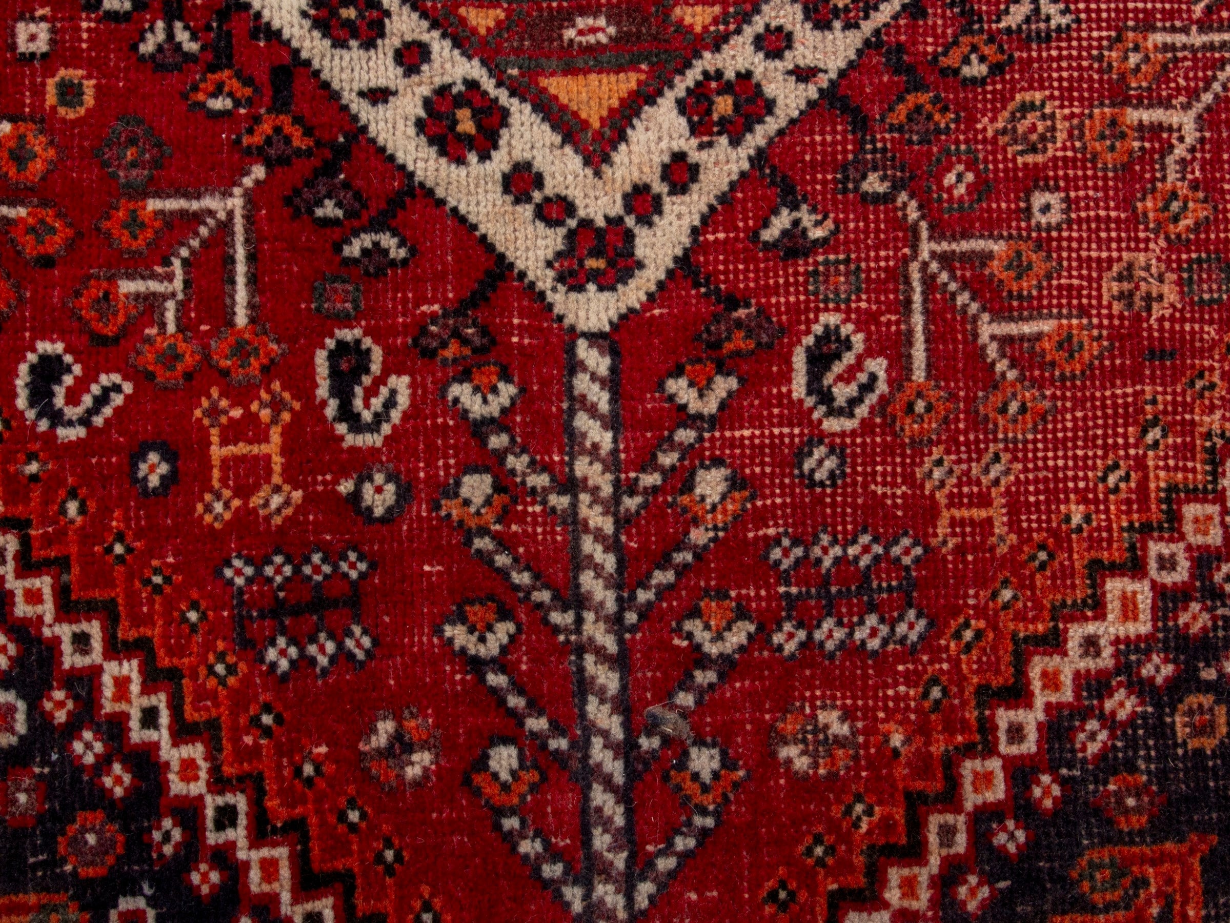 Persian Shiraz area rug in deep red and burgundy, view 12 of 19
