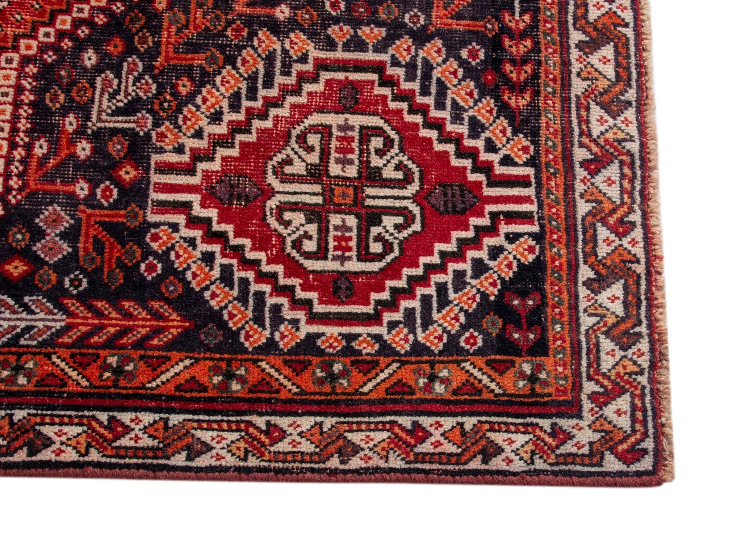 Persian Shiraz area rug in deep red and burgundy, view 10 of 19