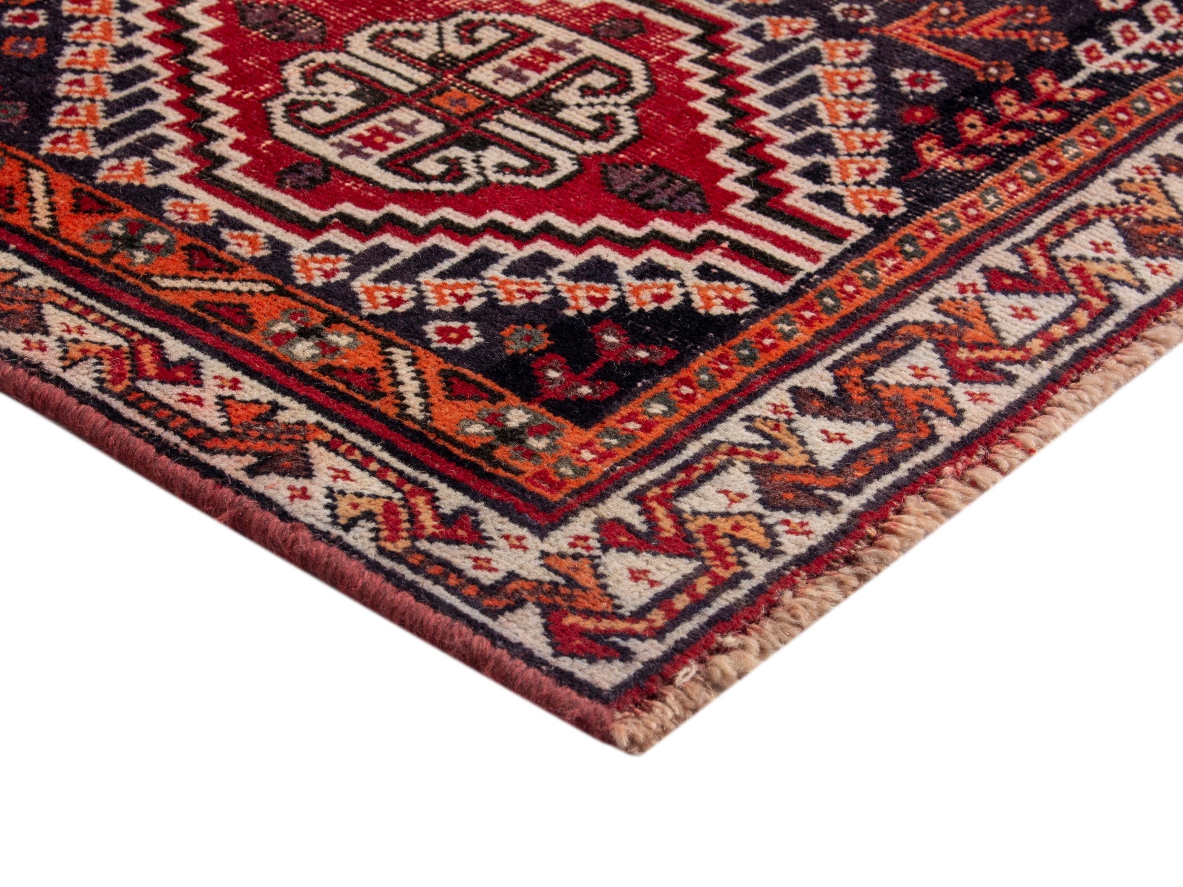 Persian Shiraz area rug in deep red and burgundy, view 5 of 19