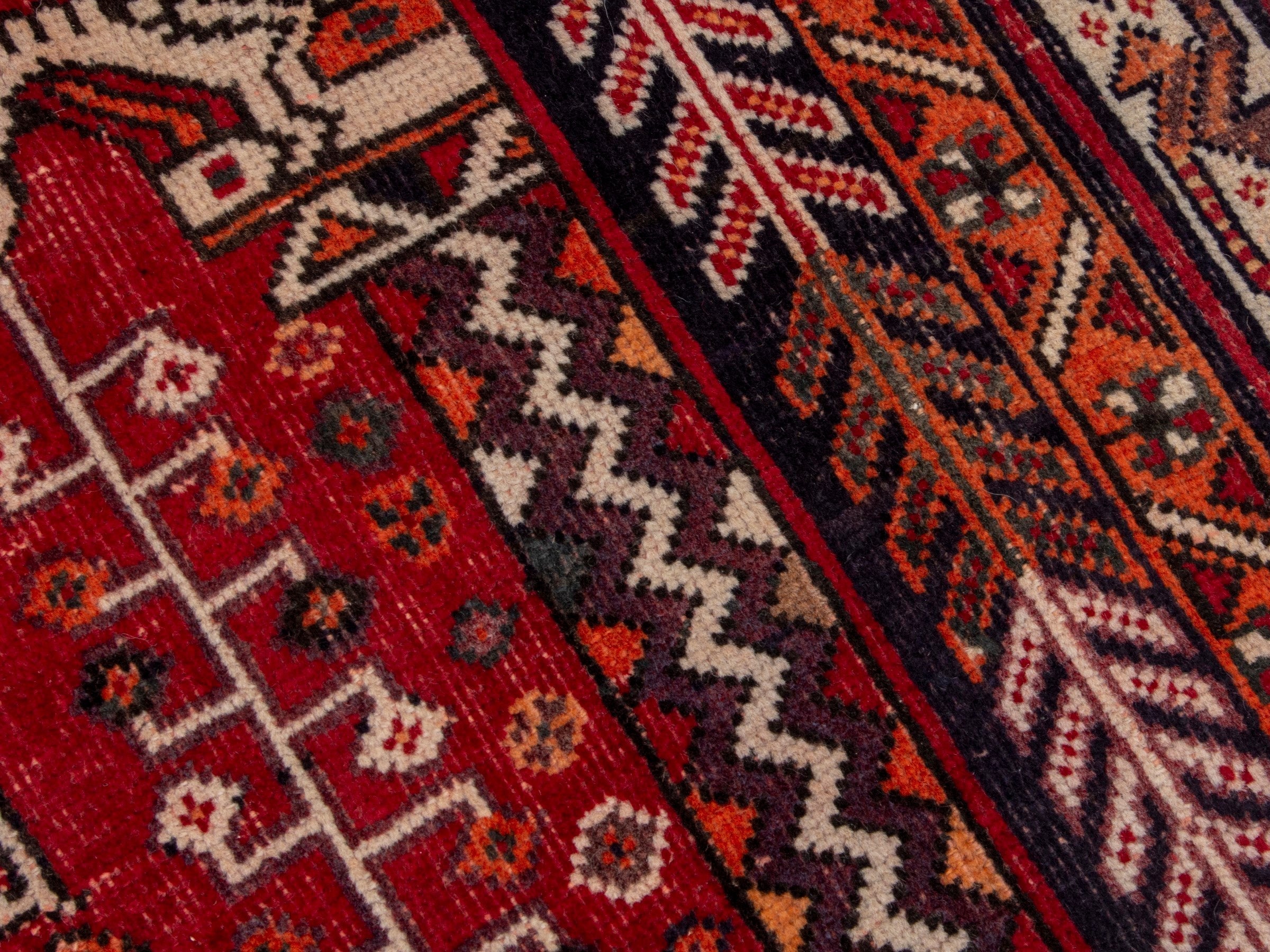 Persian Shiraz area rug in deep red and burgundy, view 9 of 19