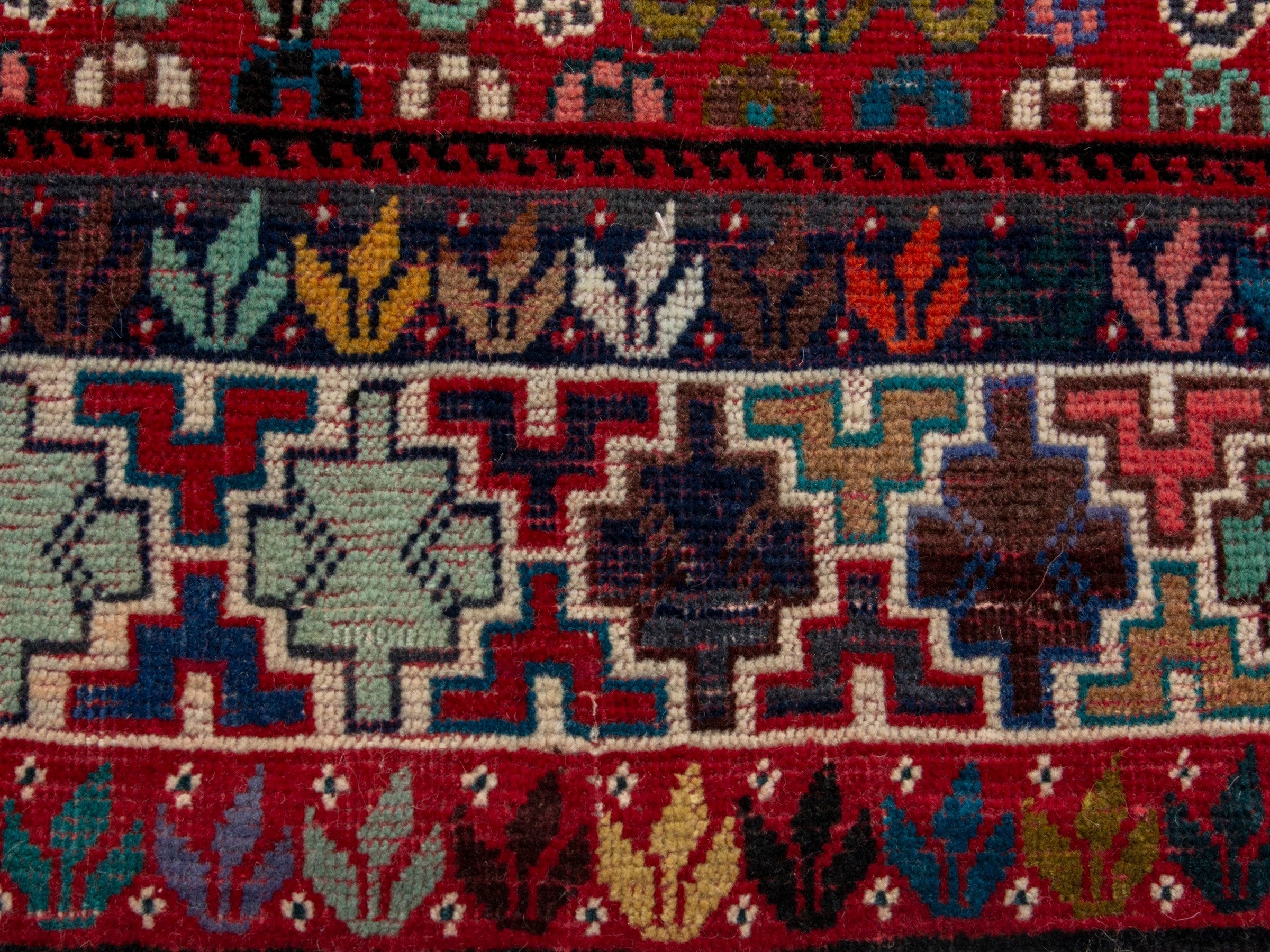Persian Shiraz area rug in deep indigo and deep red, view 11 of 19