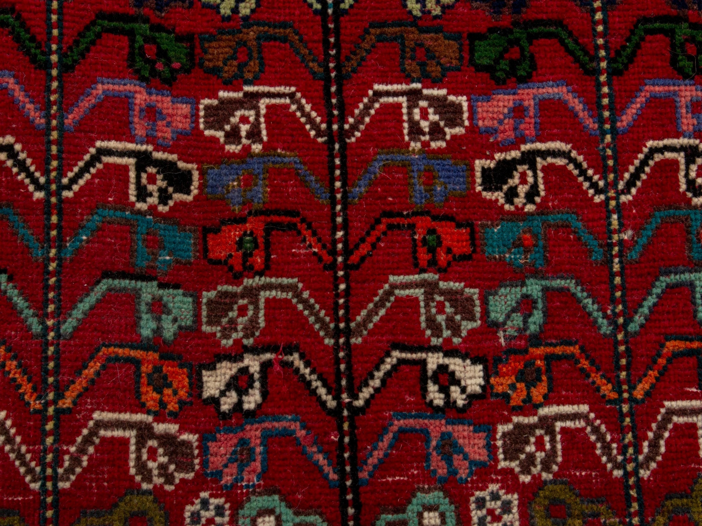 Persian Shiraz area rug in deep indigo and deep red, view 12 of 19