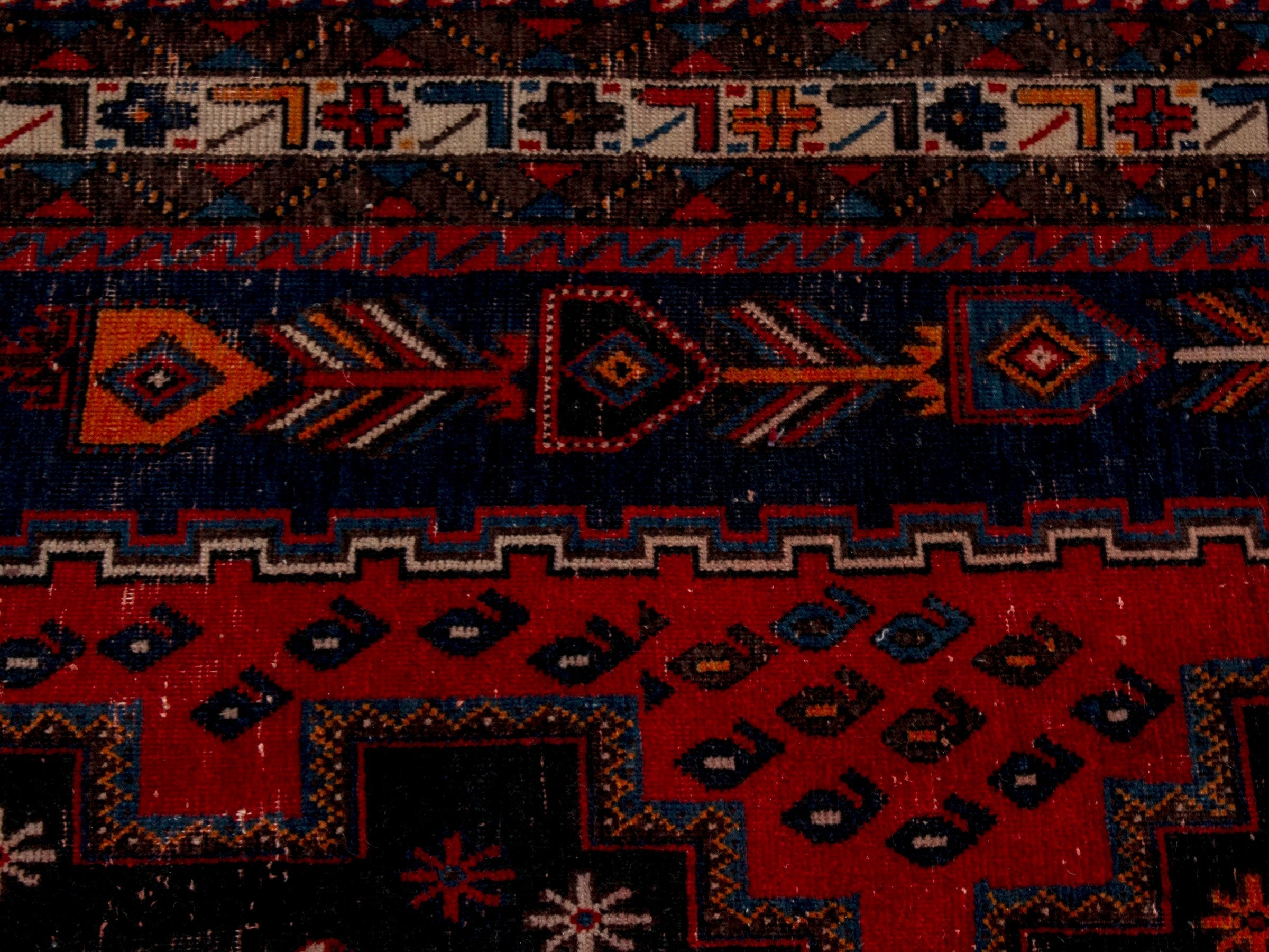Persian Sirjan area rug in deep red and navy, view 13 of 22