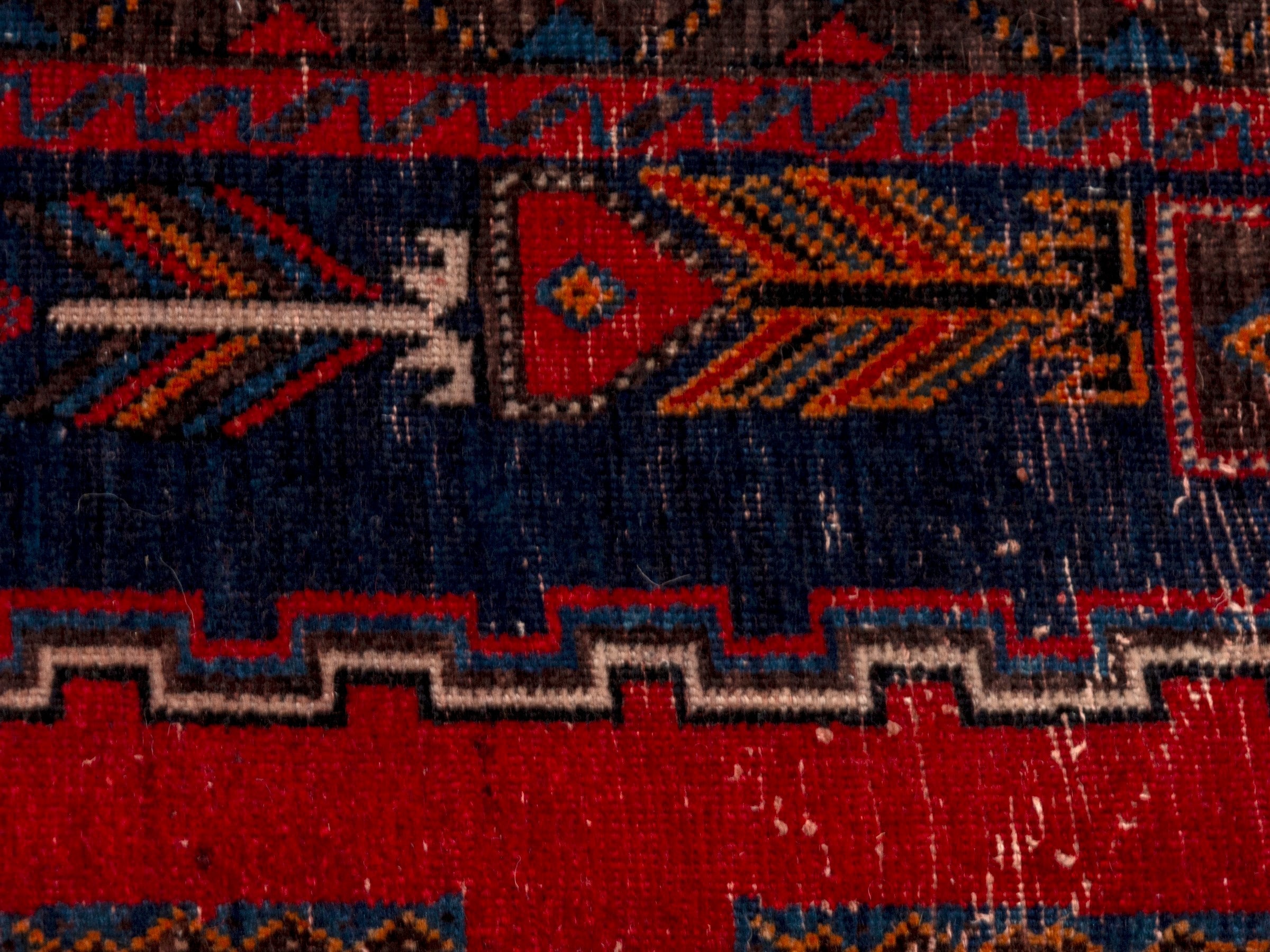 Persian Sirjan area rug in deep red and navy, view 15 of 22