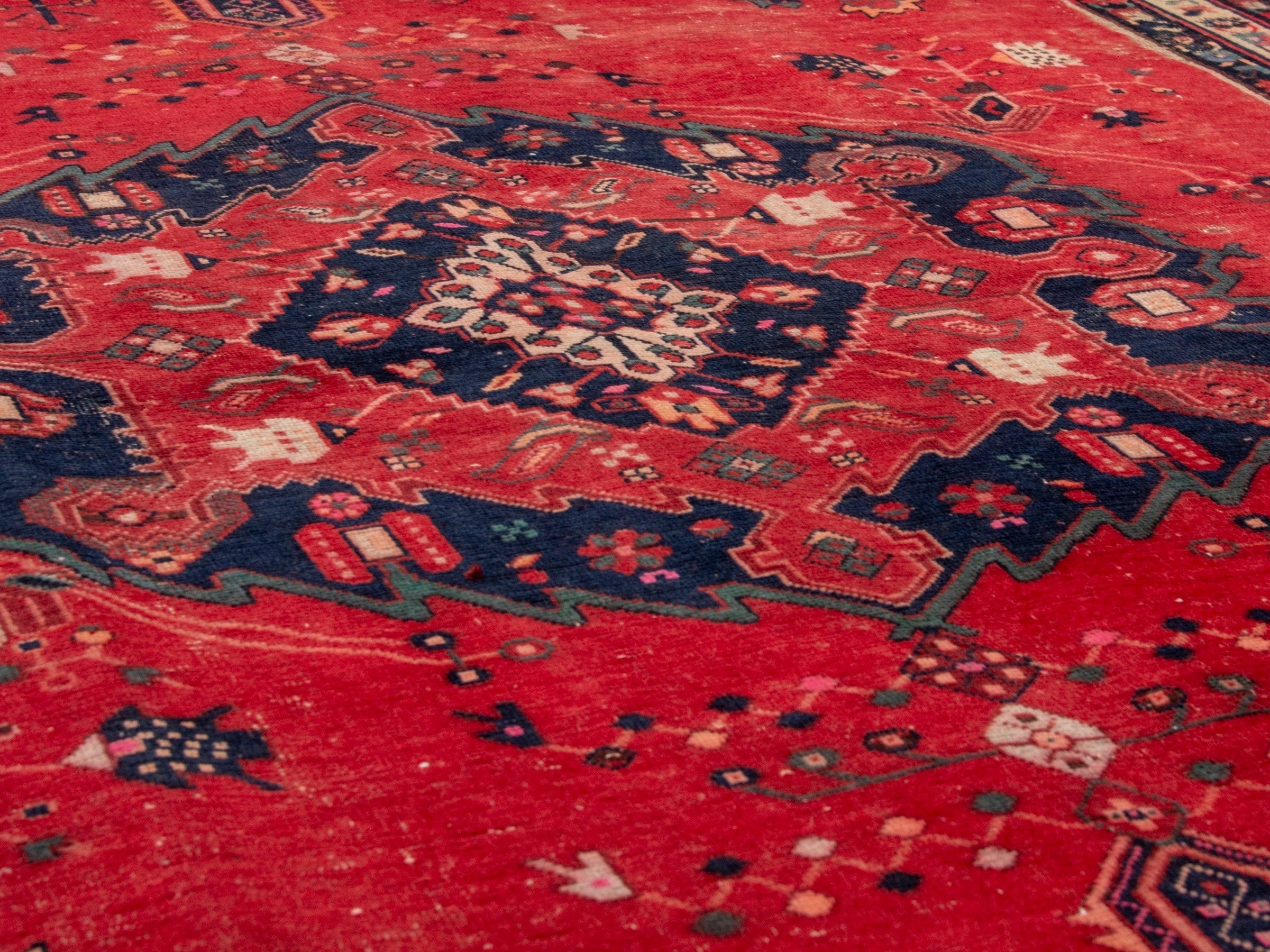 Persian Sirjan area rug in deep red and burgundy, view 8 of 18