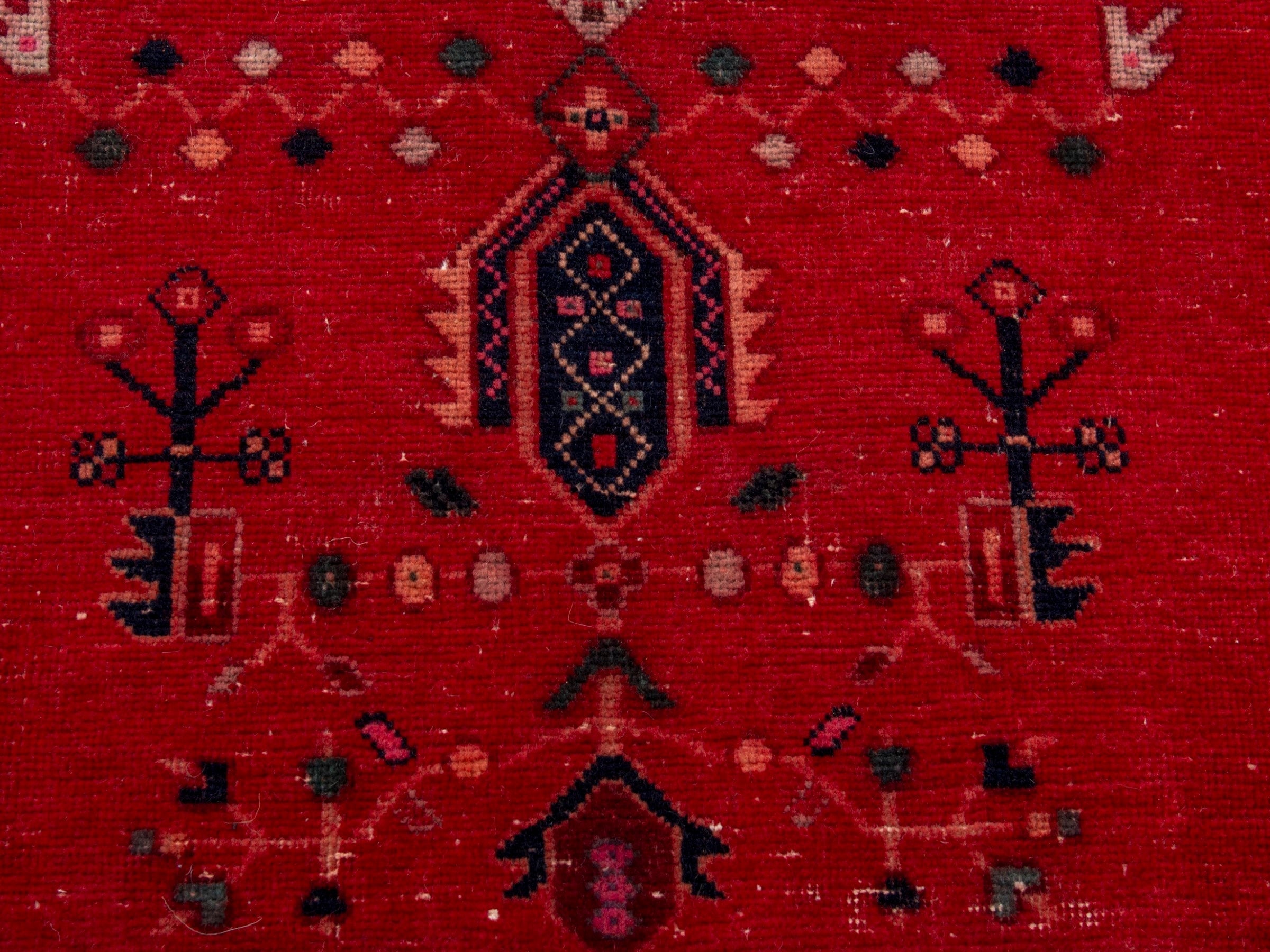 Persian Sirjan area rug in deep red and burgundy, view 12 of 18