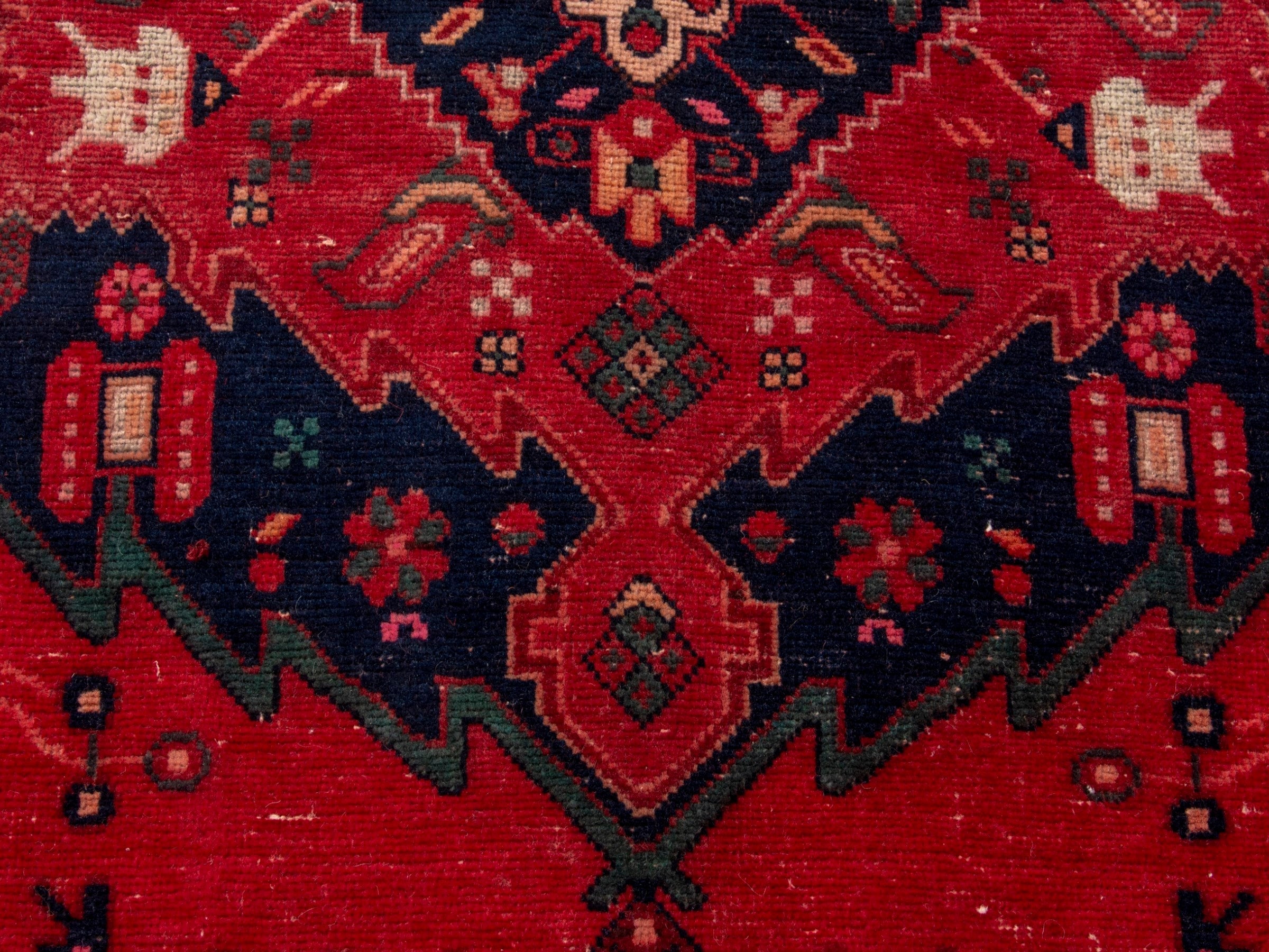 Persian Sirjan area rug in deep red and burgundy, view 13 of 18