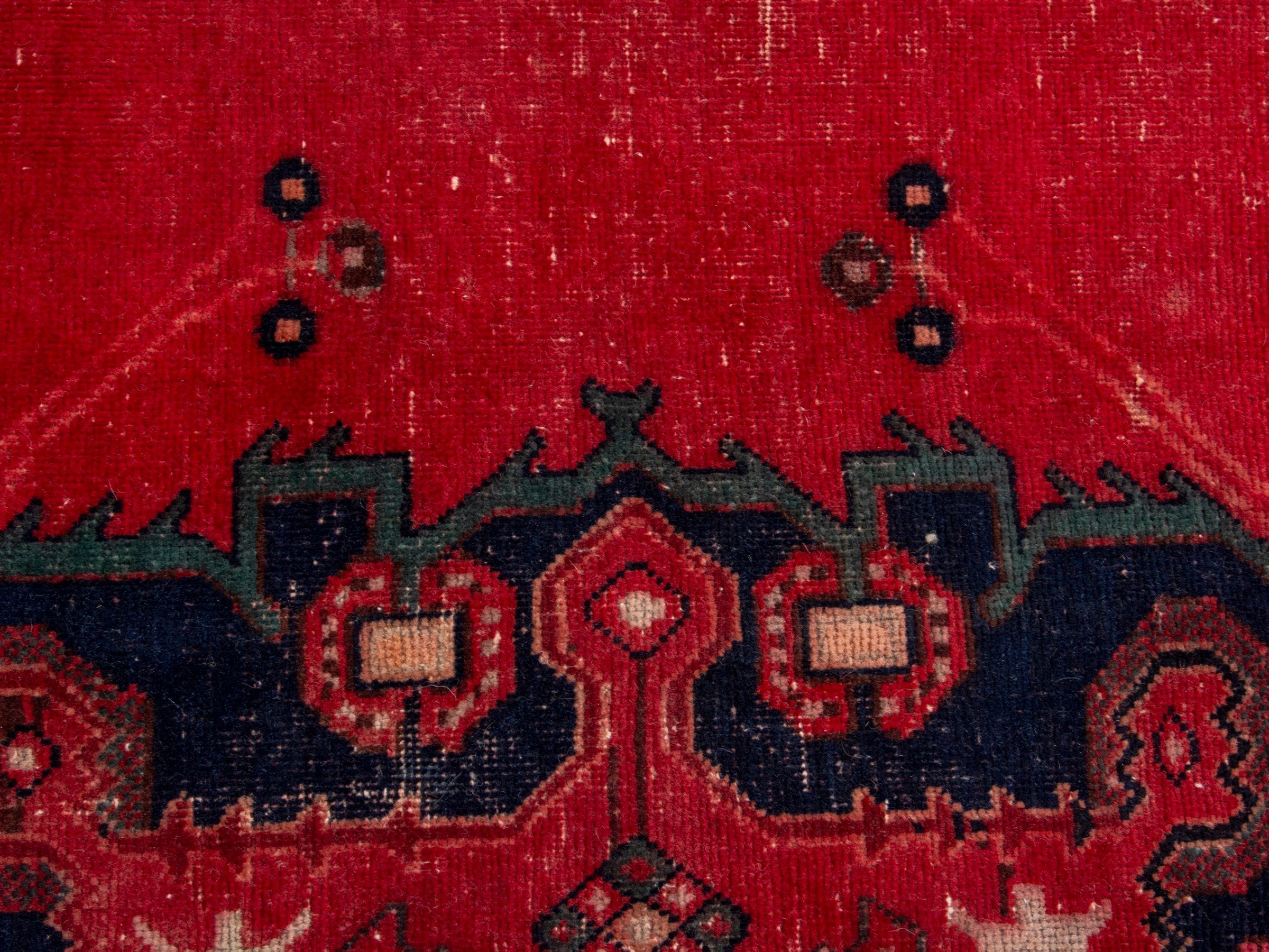 Persian Sirjan area rug in deep red and burgundy, view 14 of 18