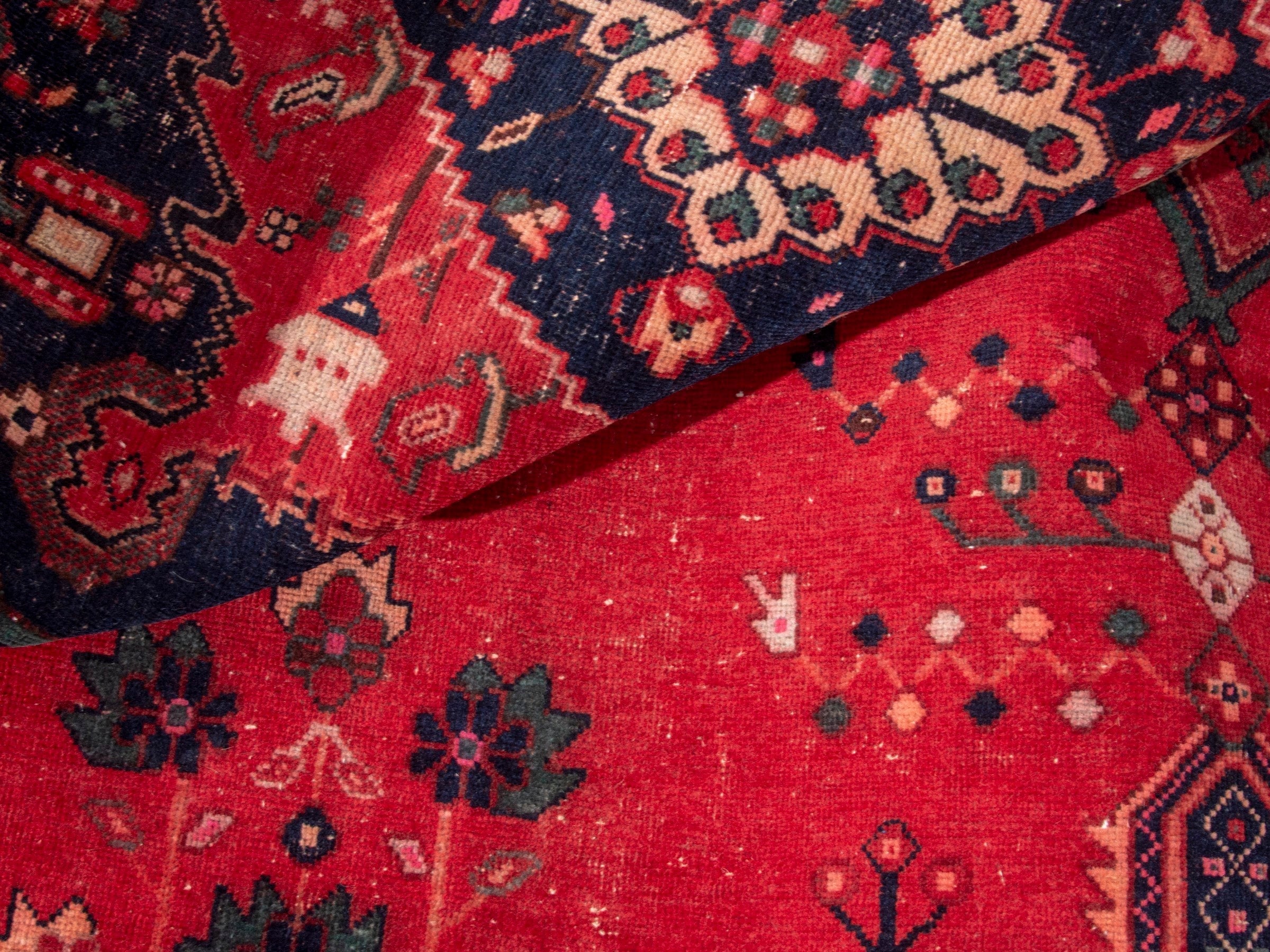 Persian Sirjan area rug in deep red and burgundy, view 15 of 18
