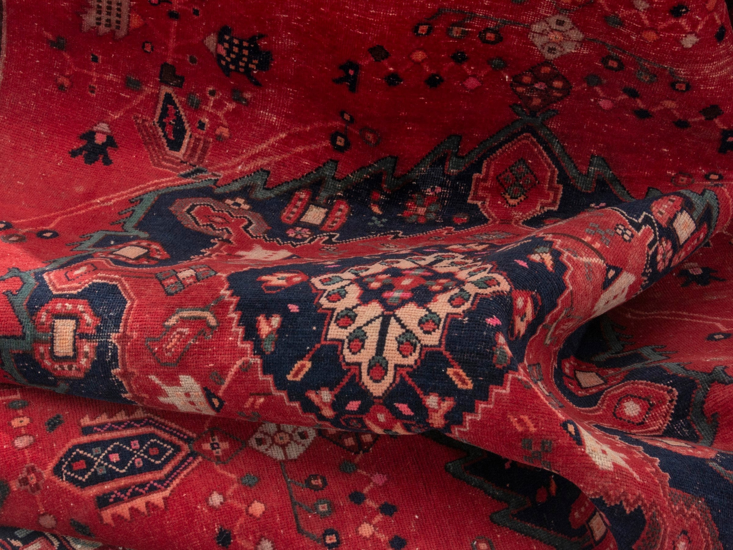 Persian Sirjan area rug in deep red and burgundy, view 17 of 18